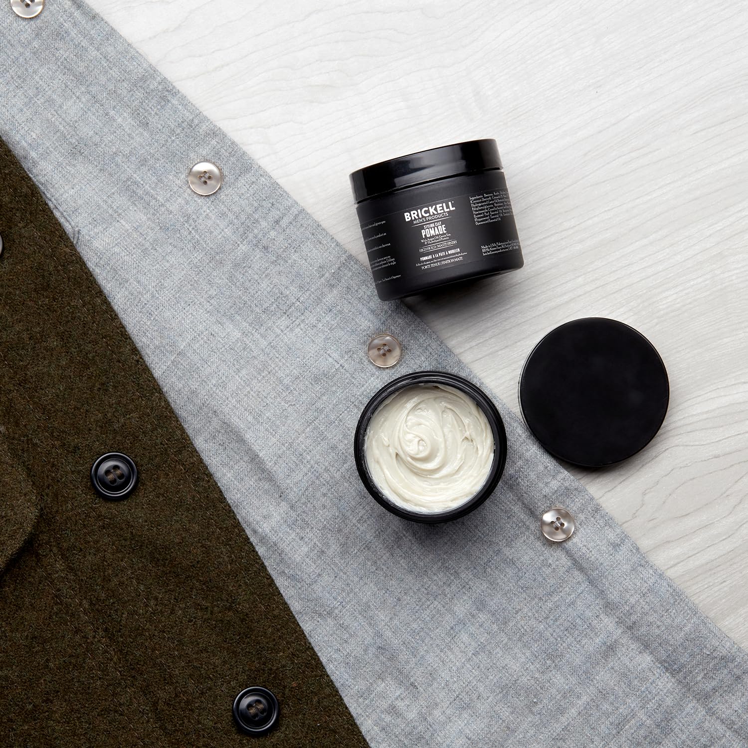 Brickell Men's Products Hair Styling Clay Pomade For Men, Natural & Organic with Strong Hold & Matte Finish, Product for Modern Hairstyles, 2 Ounces, Scented - Image 2