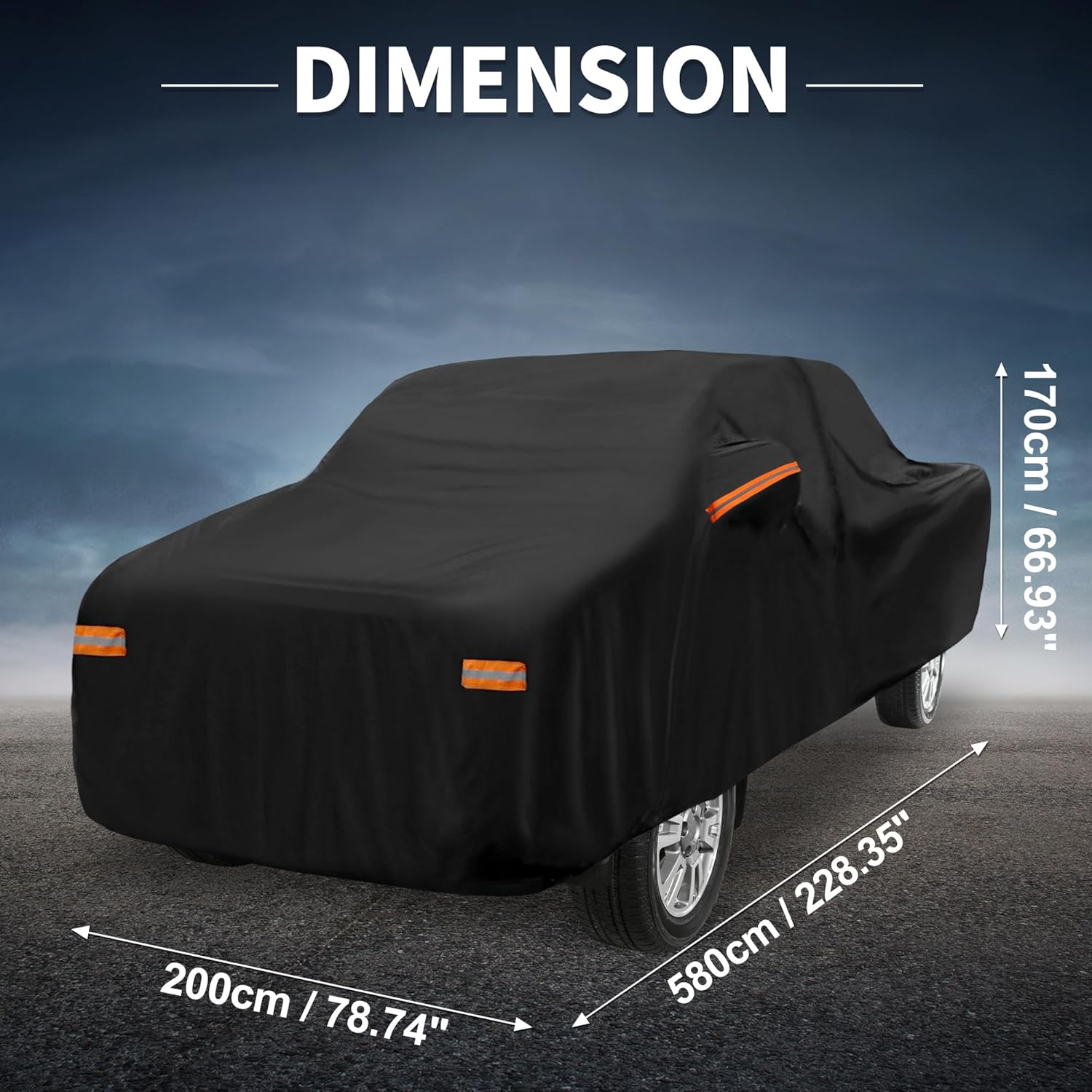 X AUTOHAUX Car Cover Outdoor Waterproof Sun Rain Snow Hail Protection with Left Side Door Zipper 210D-PU for Toyota Tacoma