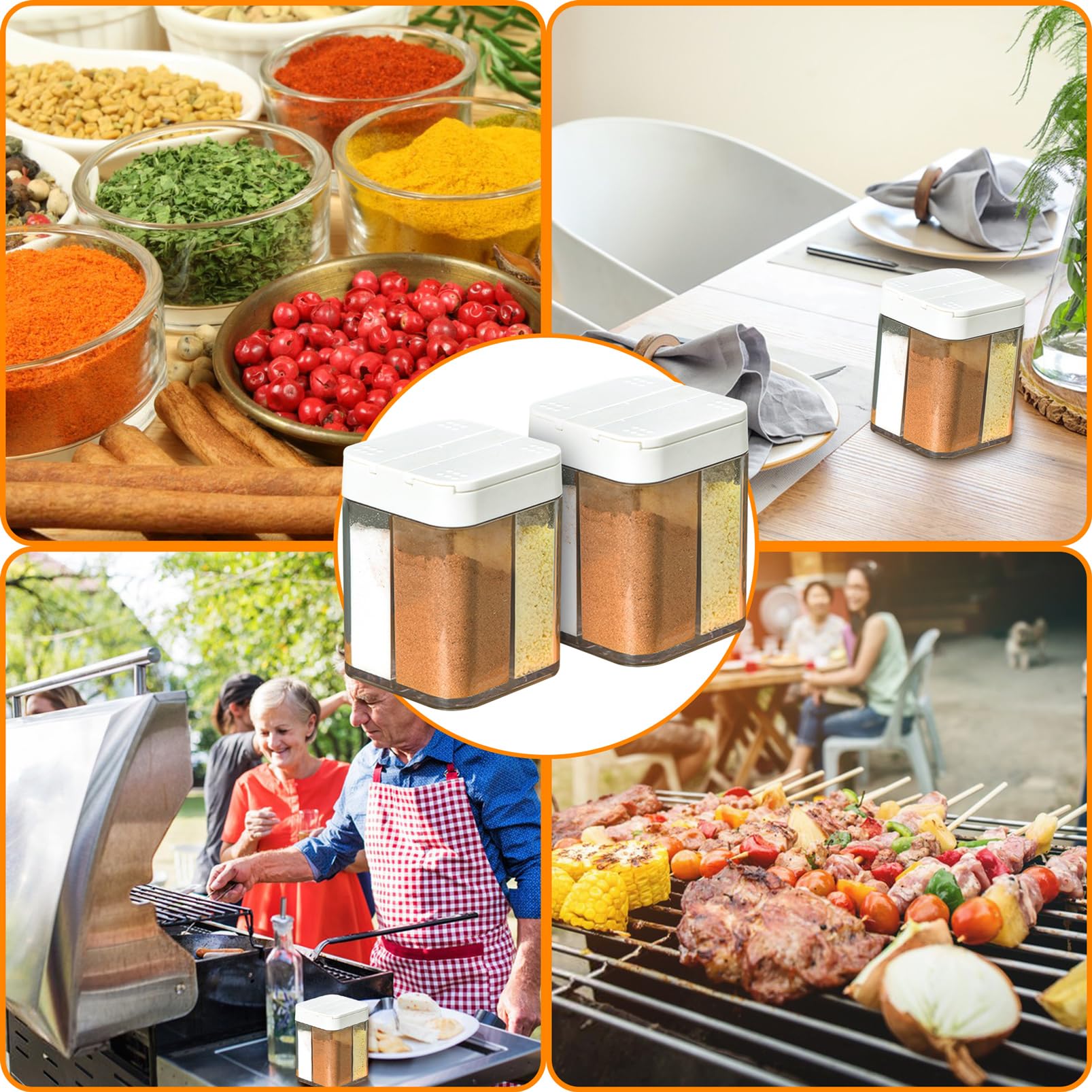Portaspezie 4 in 1, barattoli per spezie 4 in 1, trasparenti per cucina