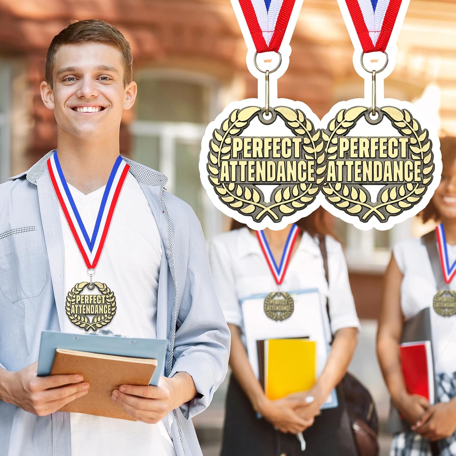 Kenning 2'' Gold Award Medals Bulk Winner Medals with Neck Ribbons Metal Trophy Award Prize Gift for Tournaments Participation Competitions Party