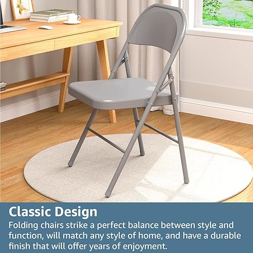 Miniatura 9 de V&LX Paquete de 4 sillas plegables de acero de 30 pulgadas con doble bisagra, para bodas, oficina, reuniones, fiestas, patio, eventos al aire libre,