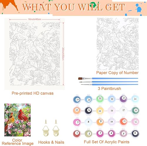 Miniatura 3 de Nuberlic Pintura por números para adultos, niños, principiantes, pintura acrílica por números, kits de pintura sobre lienzo sin marco, pintura por