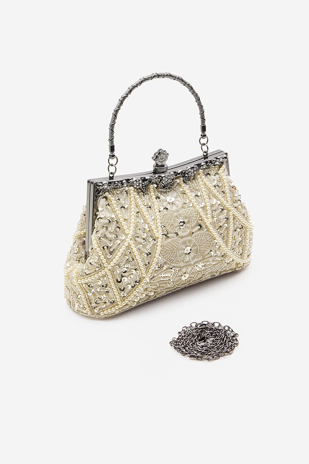 BABEYOND Evening Clutch Purses for Women - Vintage Evening Bag Accessories for Women Gatsby 1920s Beaded Sequin Pearl Clutch - Image 4