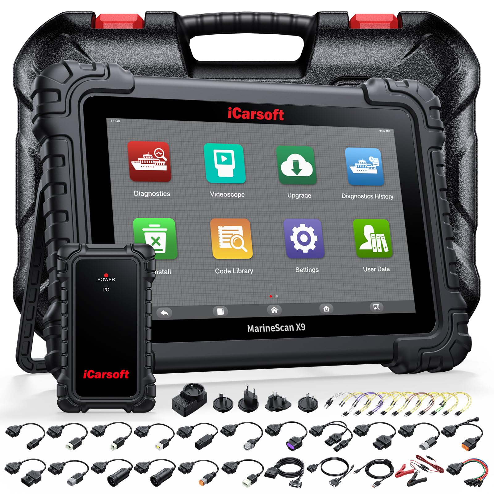 iCarsoft MarineMaster X9 Herramienta de diagnóstico Marina para Barcos, Yates, Motos acuáticas y Motores fueraborda, 40 Funciones de Servicio, Prueba bidireccional, Lector de códigos OBD2 Marino