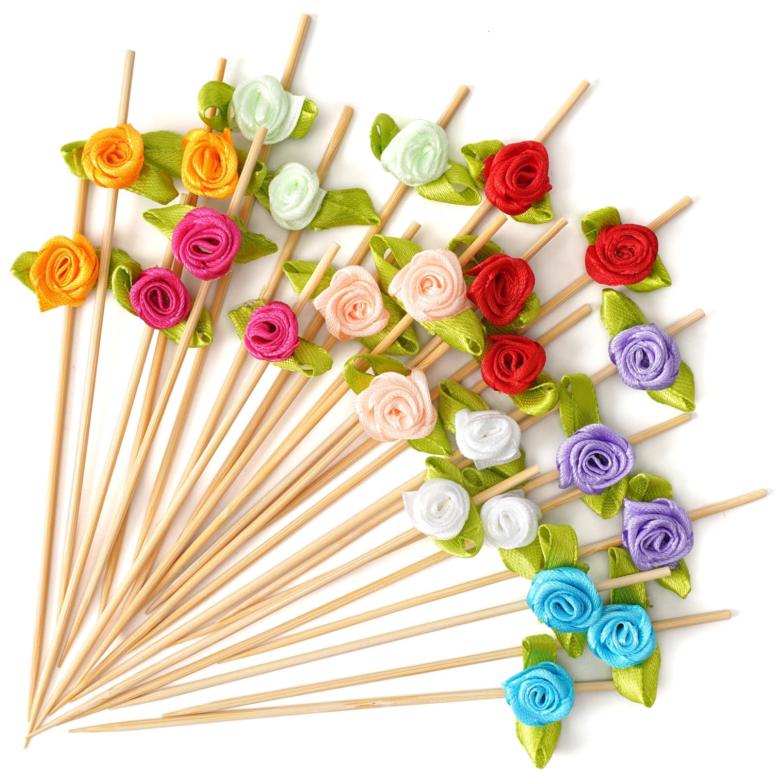 Bastoncini da Cocktail Fiore, 100 PCS Decorazione Cocktail San Valentino, Spiedini da Cocktail Fiore, Decorazioni Cocktail Estate per Feste di Famiglia, caffè, Pasticcerie e Bar (Colore)