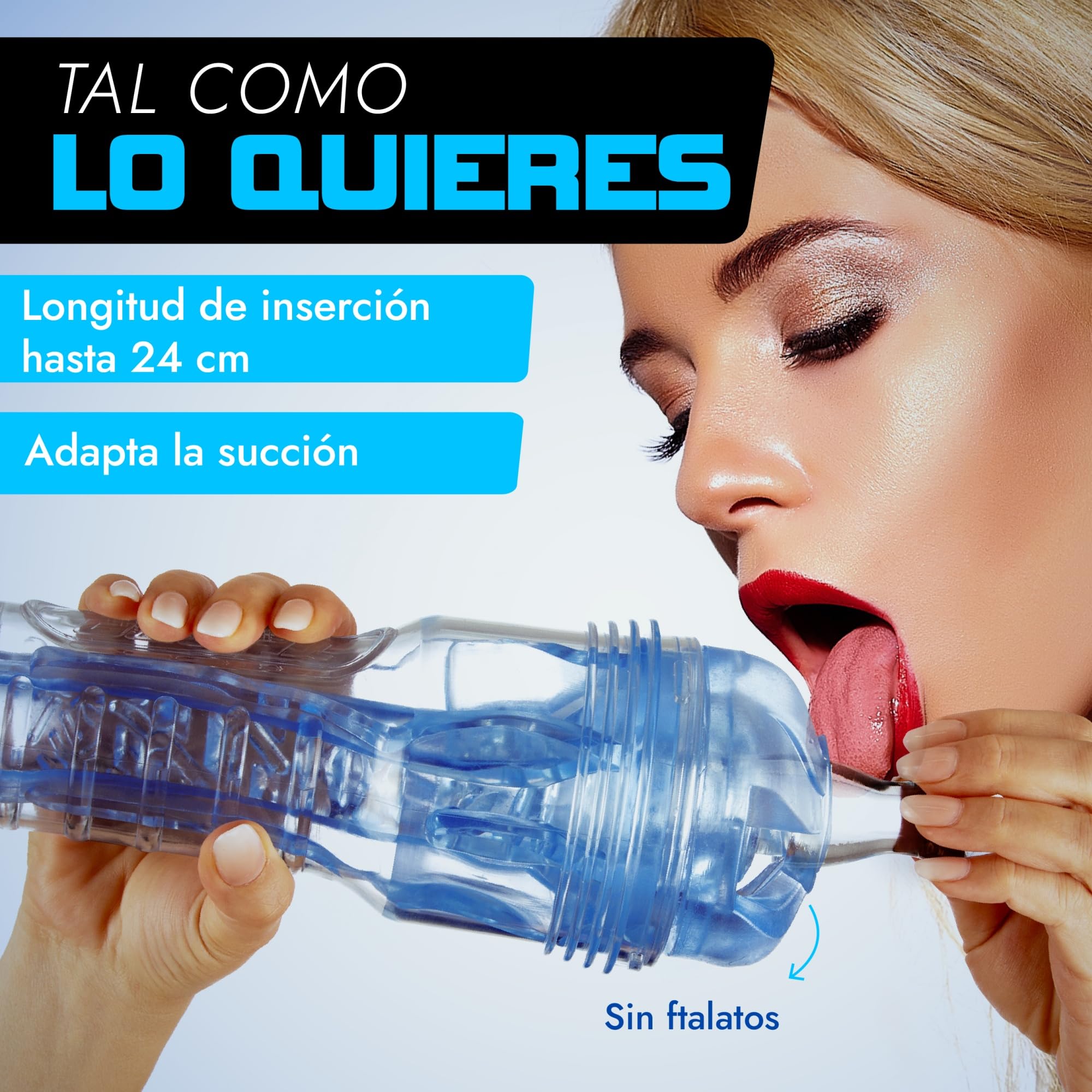 Fleshlight - Turbo Thrust Blue Ice - Masturbador Oral Masculino - Experiencia Real - Textura Thrust – Tres Niveles de Inserción – Orificio No Anatómico - Fácil de Limpiar