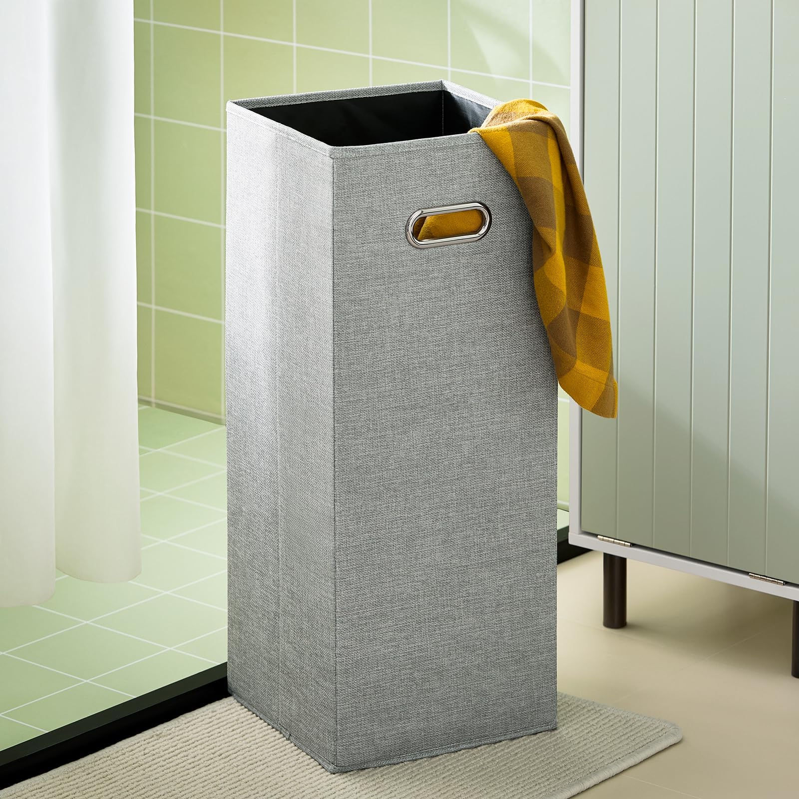 SoBuy Mobile Alto Bagno Salvaspazio con Sacco Portabiancheria