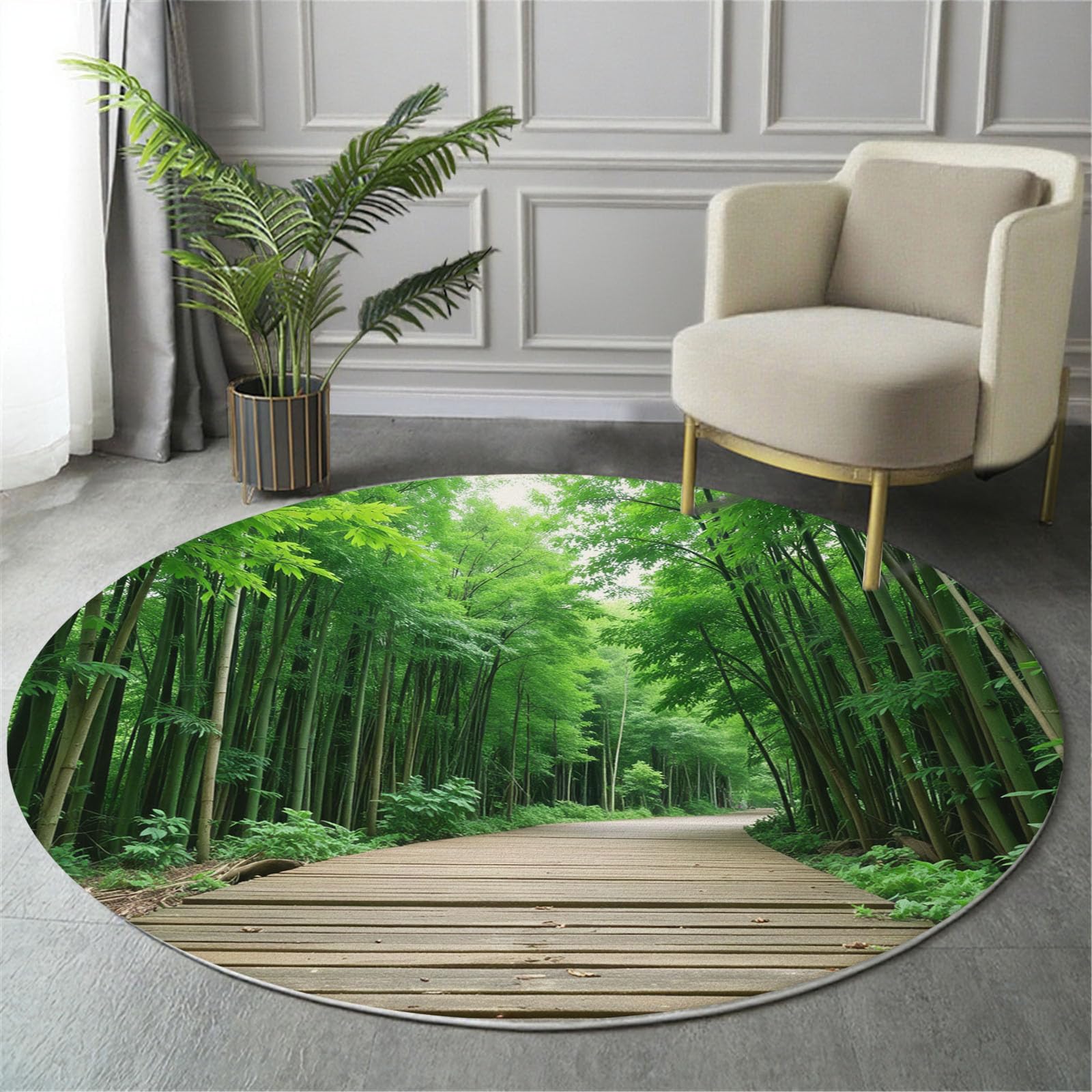 Tapis shaggy antidérapant à poils ras vert sauge pour salon cosy
