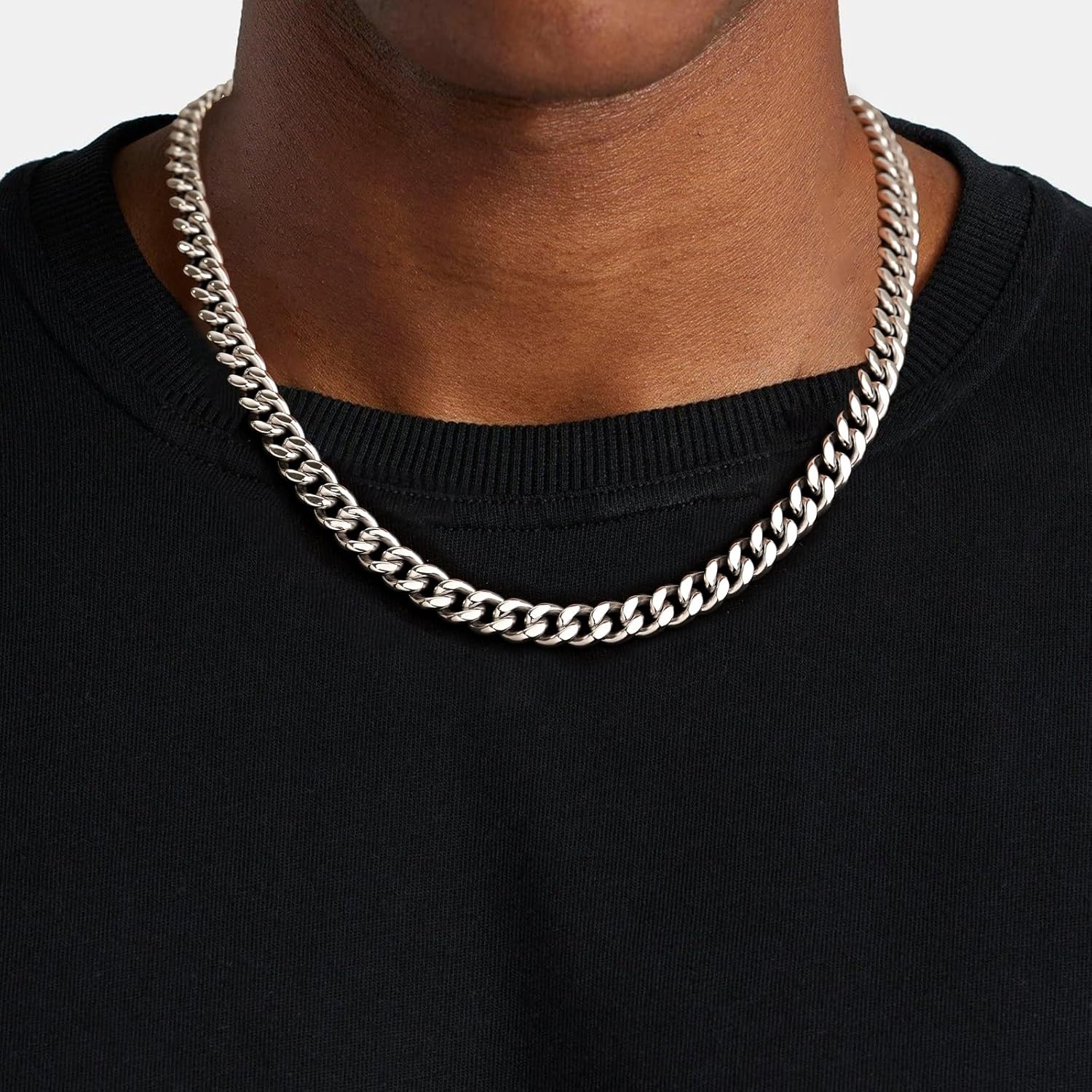 FANCIME Gifts for Men Miami Cuban Link Chain for Men Hip Hop Cuban Chain White Gold Plated Stainless Steel 7mm/9mm/11mm Width, 20"-24", Waterproof & Tarnish-Free - Image 3