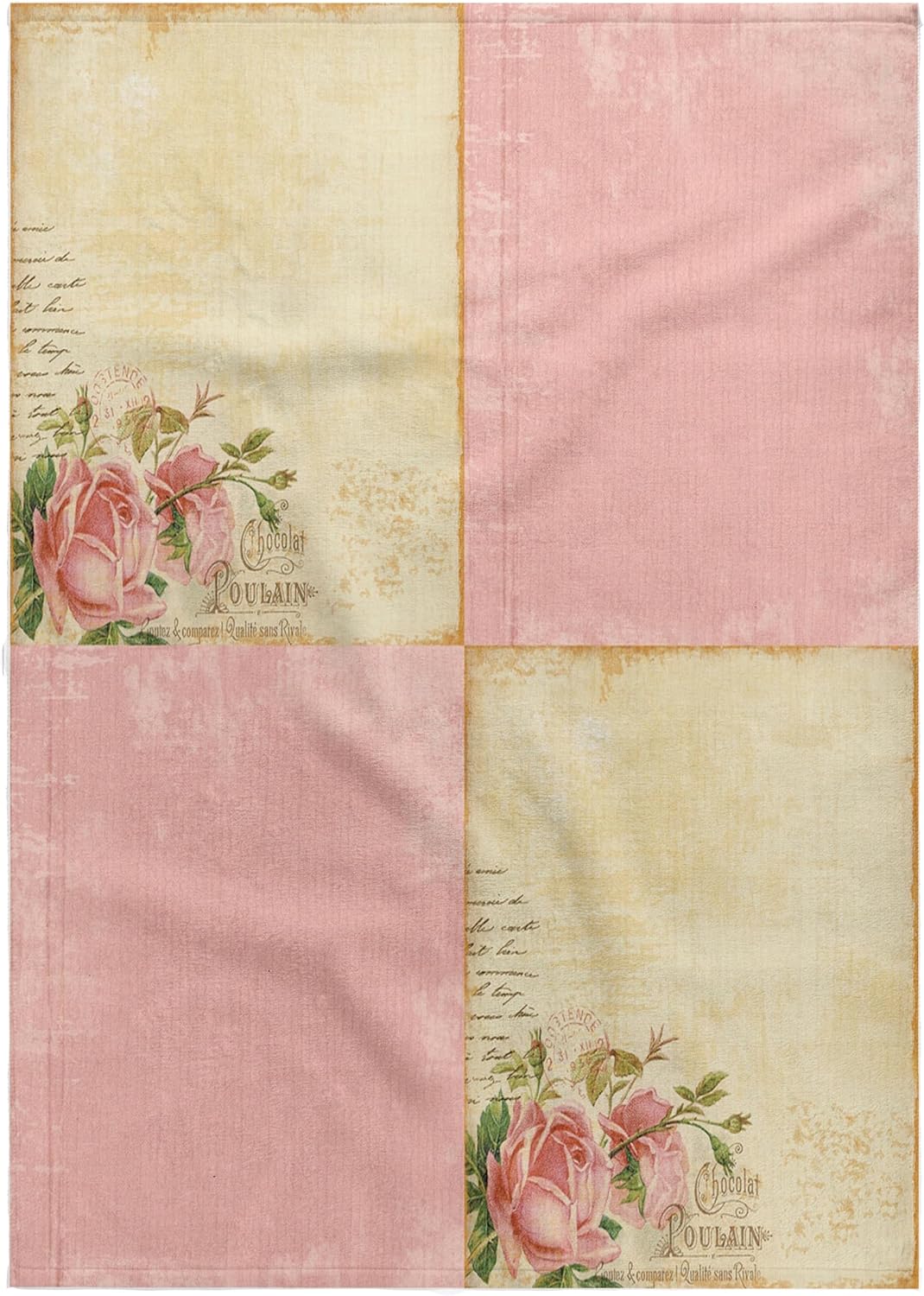 3dRose Pink Roses Vintage Collage Art 22x30 Bath Hand Pool Towel