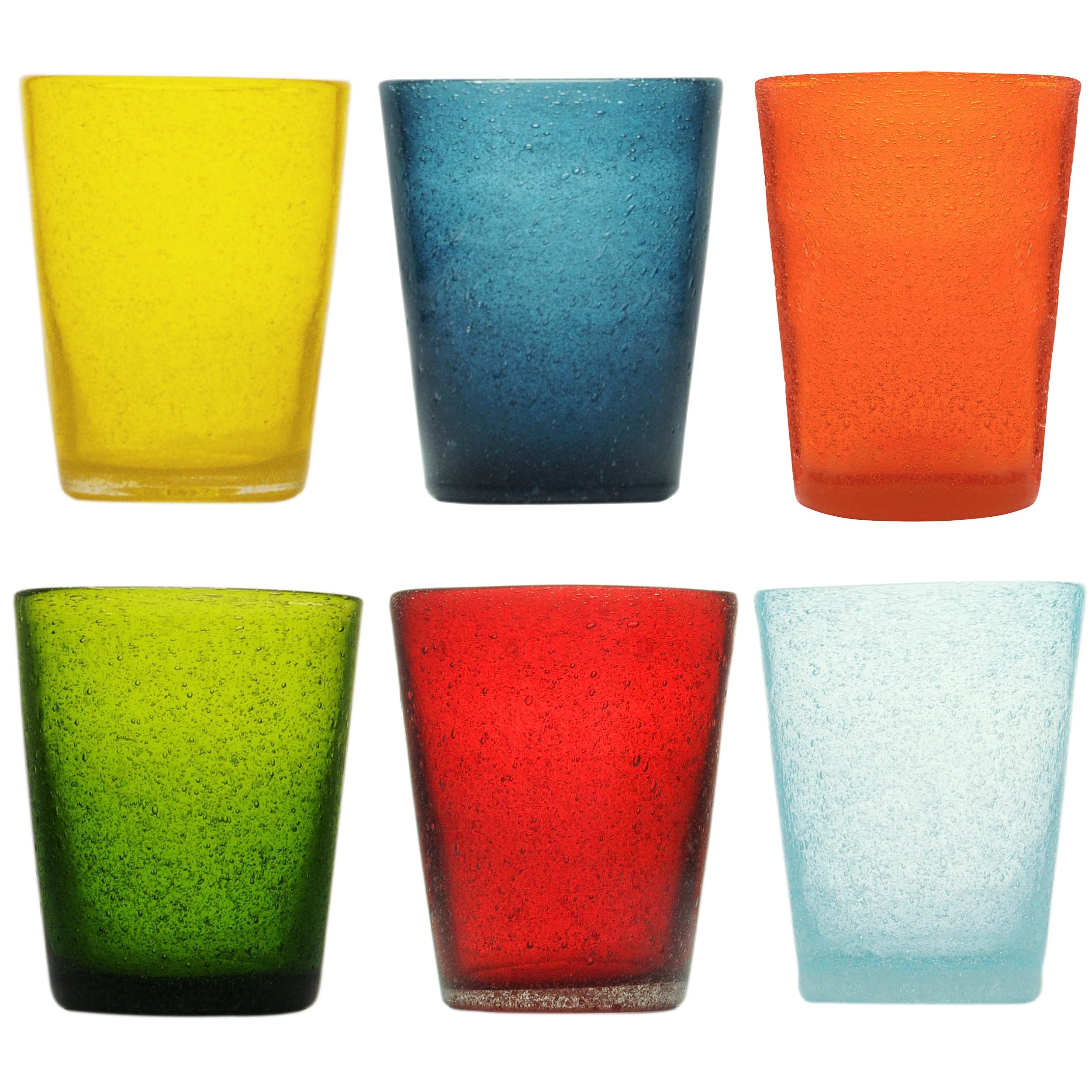 Memento Set 6 bicchieri acqua in pasta di vetro 300cc - Colorato vivace