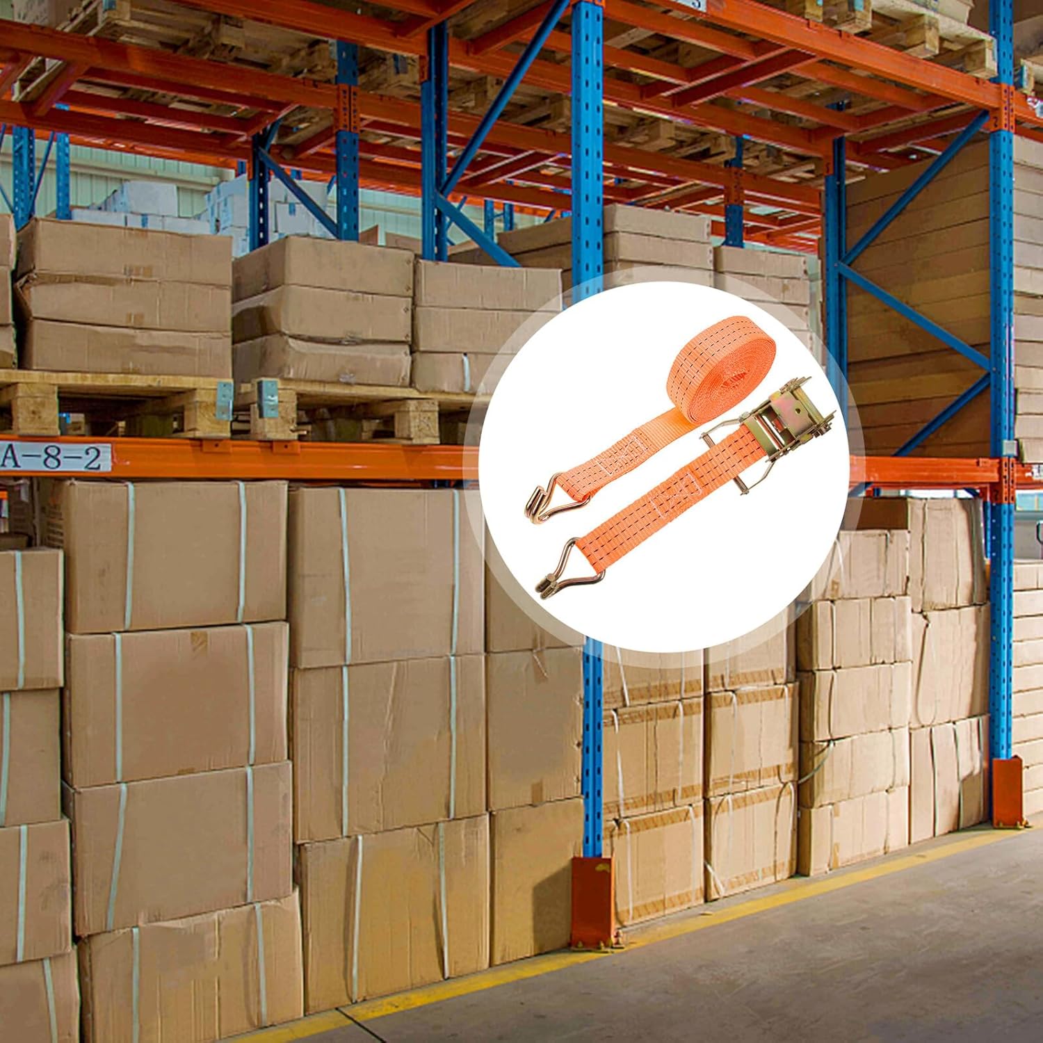 Heavy Duty Ratchet Tie Down Strap Polyester Cargo Lashing Strap with Double Hooks for Trucks Rv Trailers Motorcycles and Luggage Secure Binding and Wear-Resistant