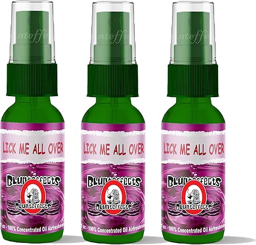Blunteffects Blunt Effects - Ambientador 100% concentrado para coche/hogar Oder Neutralizing Spray (paquete de 3) [Elige el aroma] (Lick Me All Over)