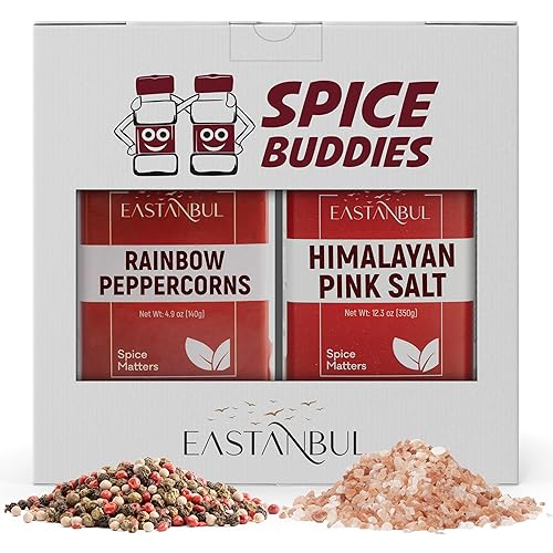 Miniatura 3 de Eastanbul Recambio de sal y pimienta para molinillo, granos de pimienta arcoíris enteros de 4.9 onzas y sal rosa del Himalaya de 12.3 onzas, granos