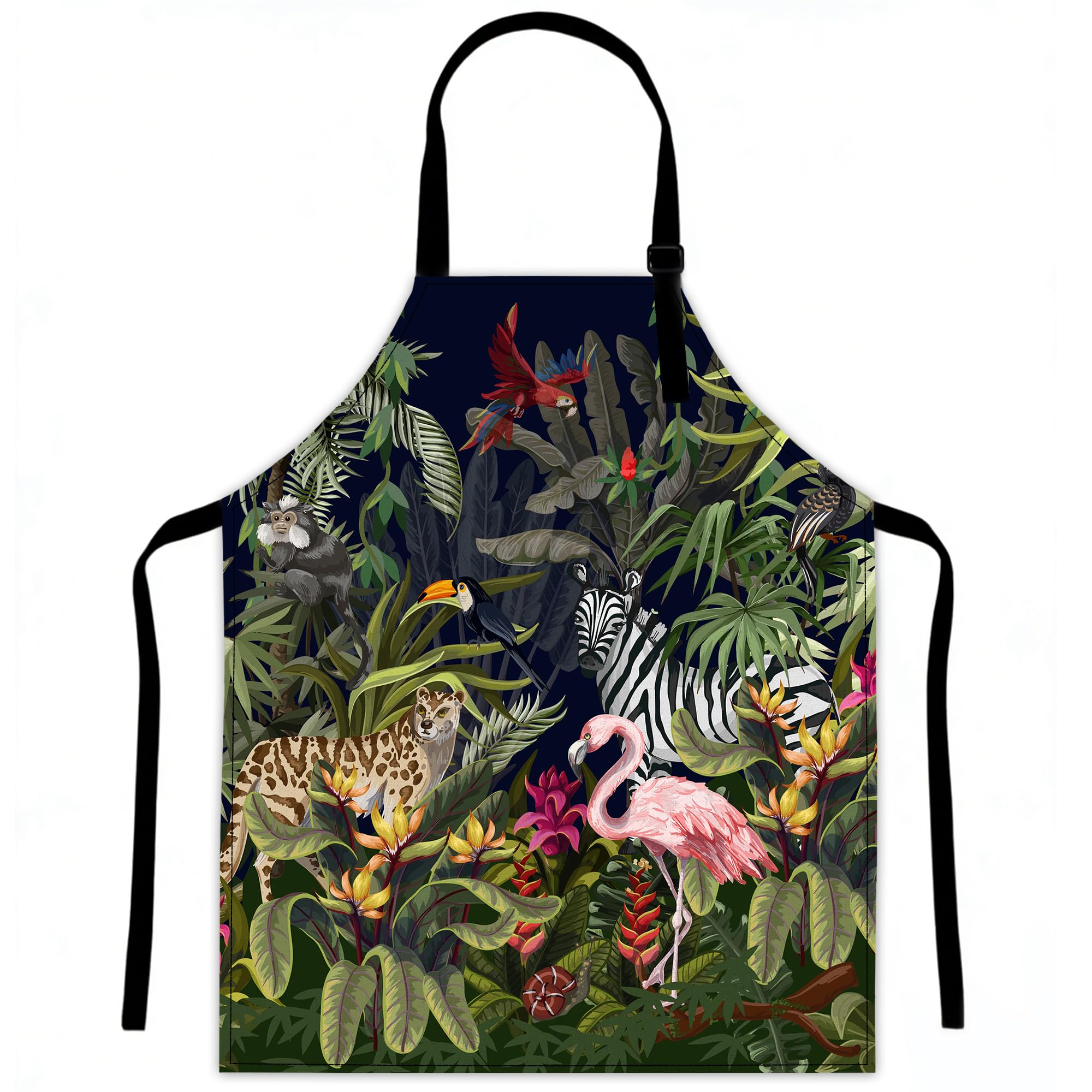 LQEBUY Tropical Jungle Aprons for Women Kitchen Cooking Apron Adjustable Bib for BBQ Coffee House Home Restaurant Craft Garden