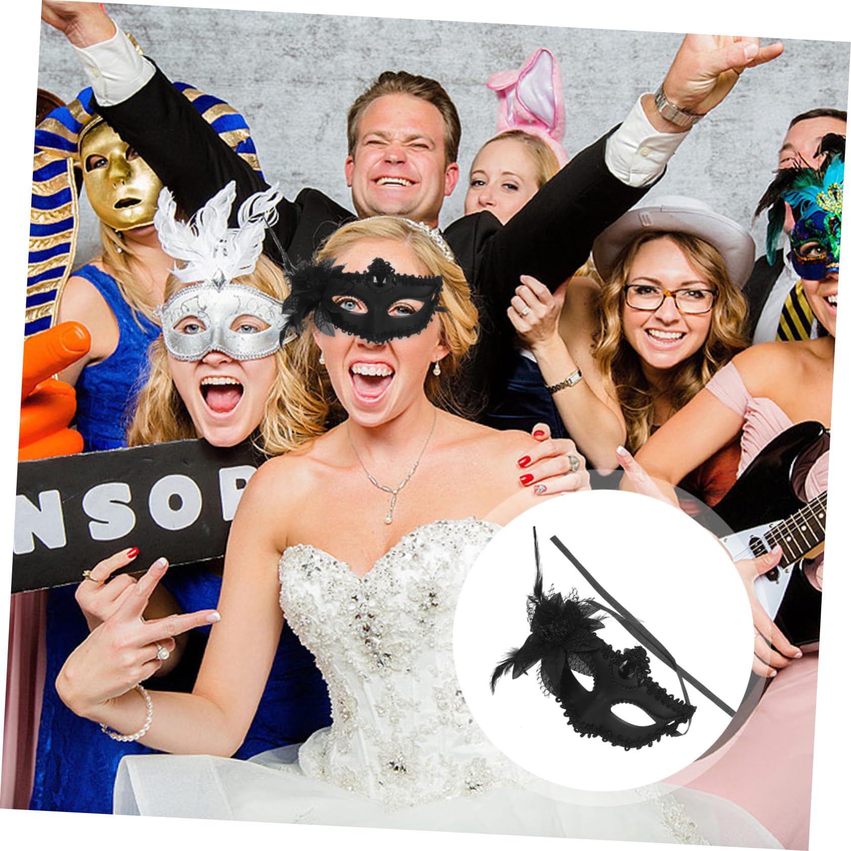 TOGEVAL Halloween Lace Masquerade Mask Half Face Decorative Mask Party Accessory