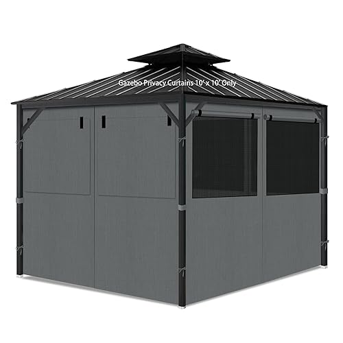 Gazebo Privacy Curtains 10' x 10' with Mosquito Windows, 4-Panels