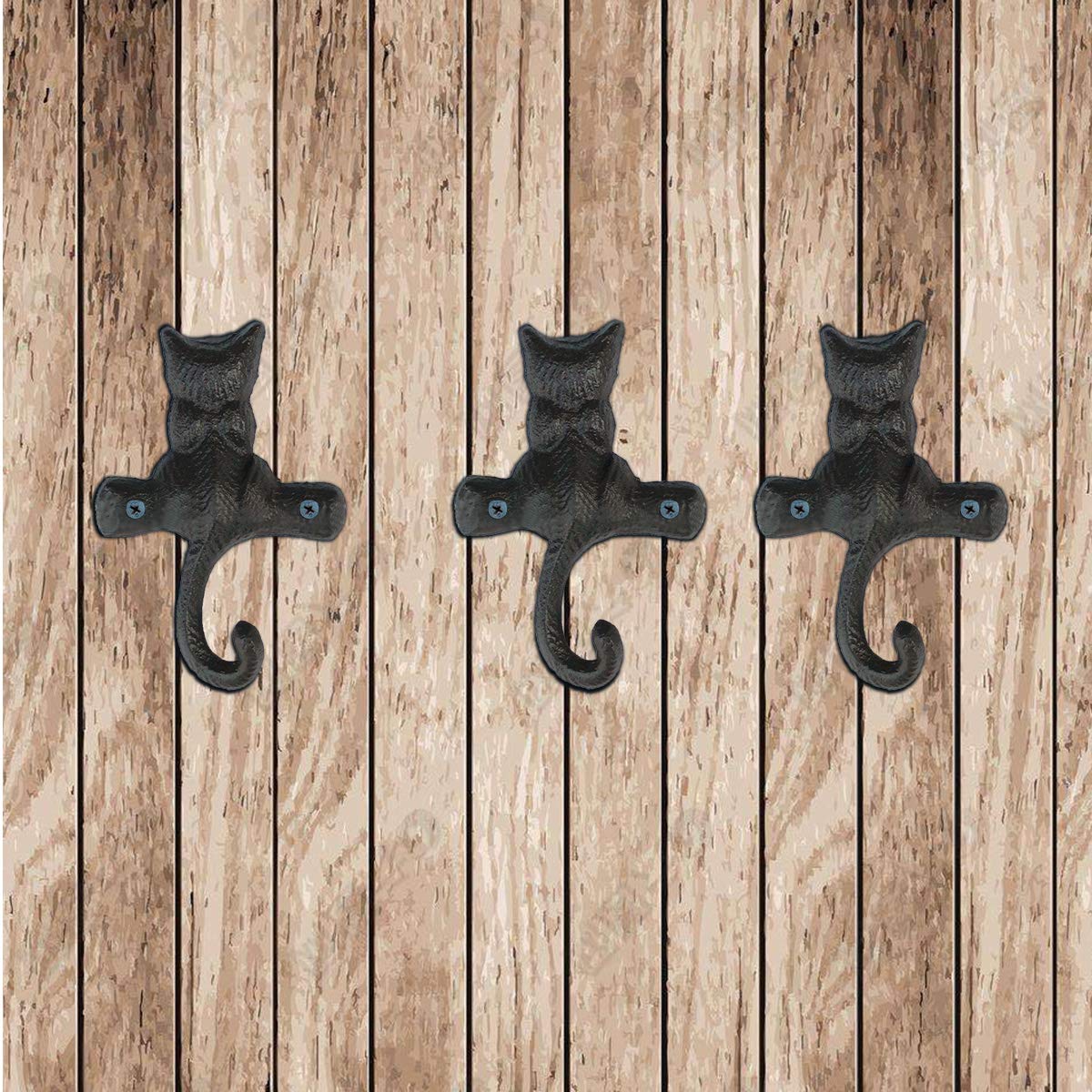 Appendiabiti Muro In Ghisa EatingBiting Con 8 Gatti - Design Vintage, 34x14,7 Cm, Inclusi Viti E Tasselli