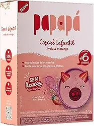 Papapá, Cereal infantil, Petit Cereal, Avêia Integral com Morango & Beterraba, Caixa, 170g, Rosa
