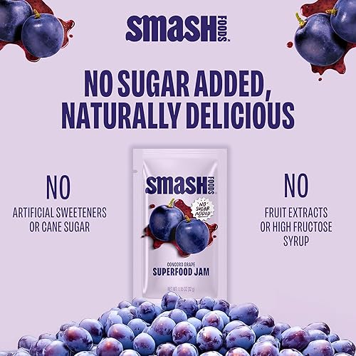 Miniatura 6 de Chia Smash Superfood Jam Squeeze Packets Concord Grape - Paquete de 10 unidades  1.15 onzas cada uno  Untar, arriba, apretar y refrigerio  30