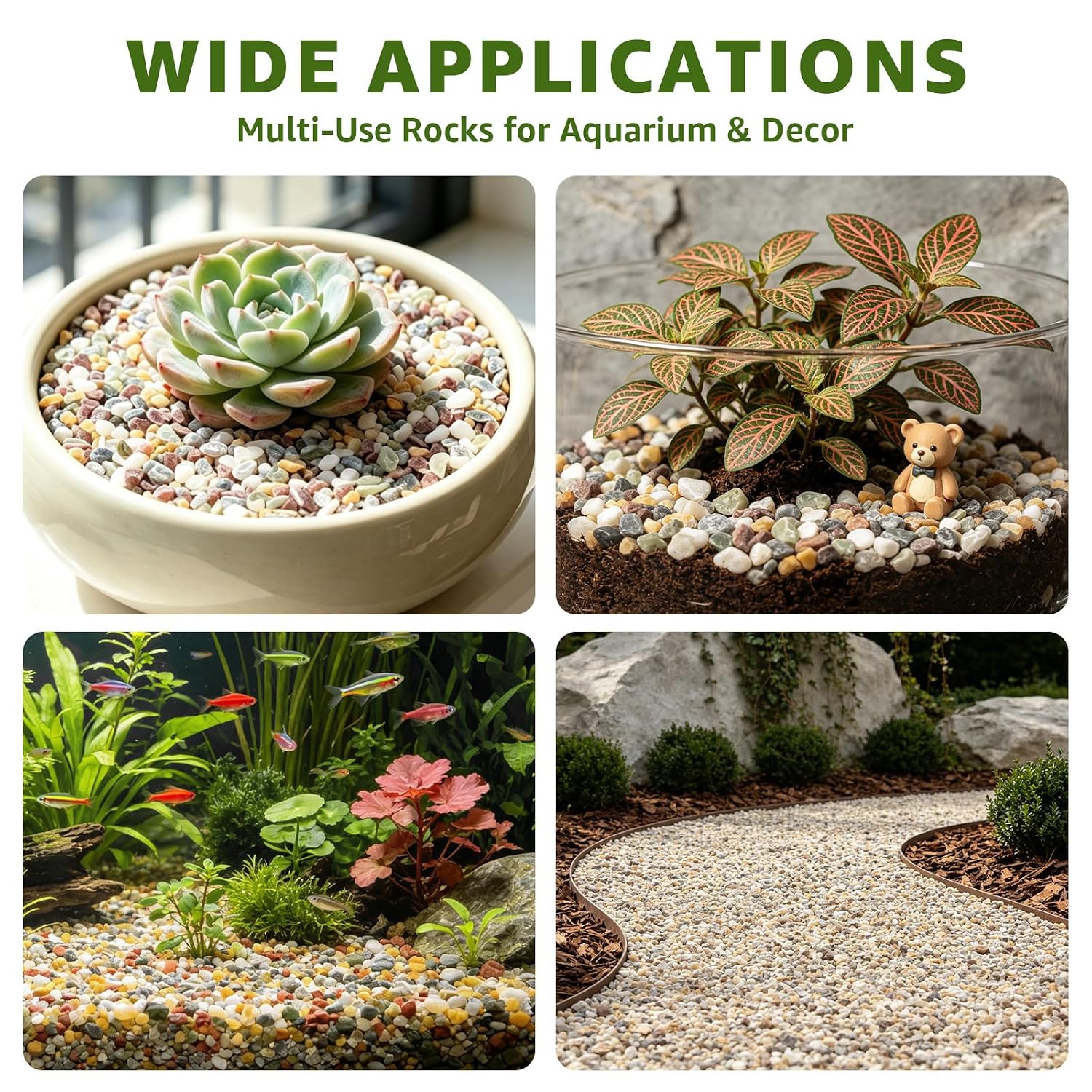 2 lbs Nature Gravel Pebbles, 1/5 Inch Succulent & Cactus Pea Gravel (Mixed)