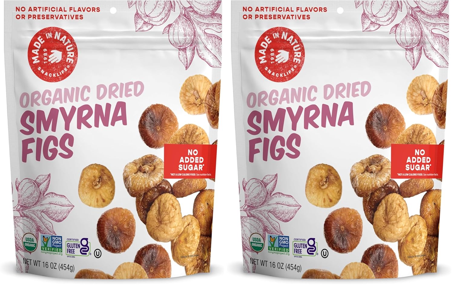 Made In Nature Organic Dried Turkish Smyrna Figs, 16 Ounce (Pack of 2) – Vegan Snack, Non-GMO, Unsulfured, Gluten Free, Kosher