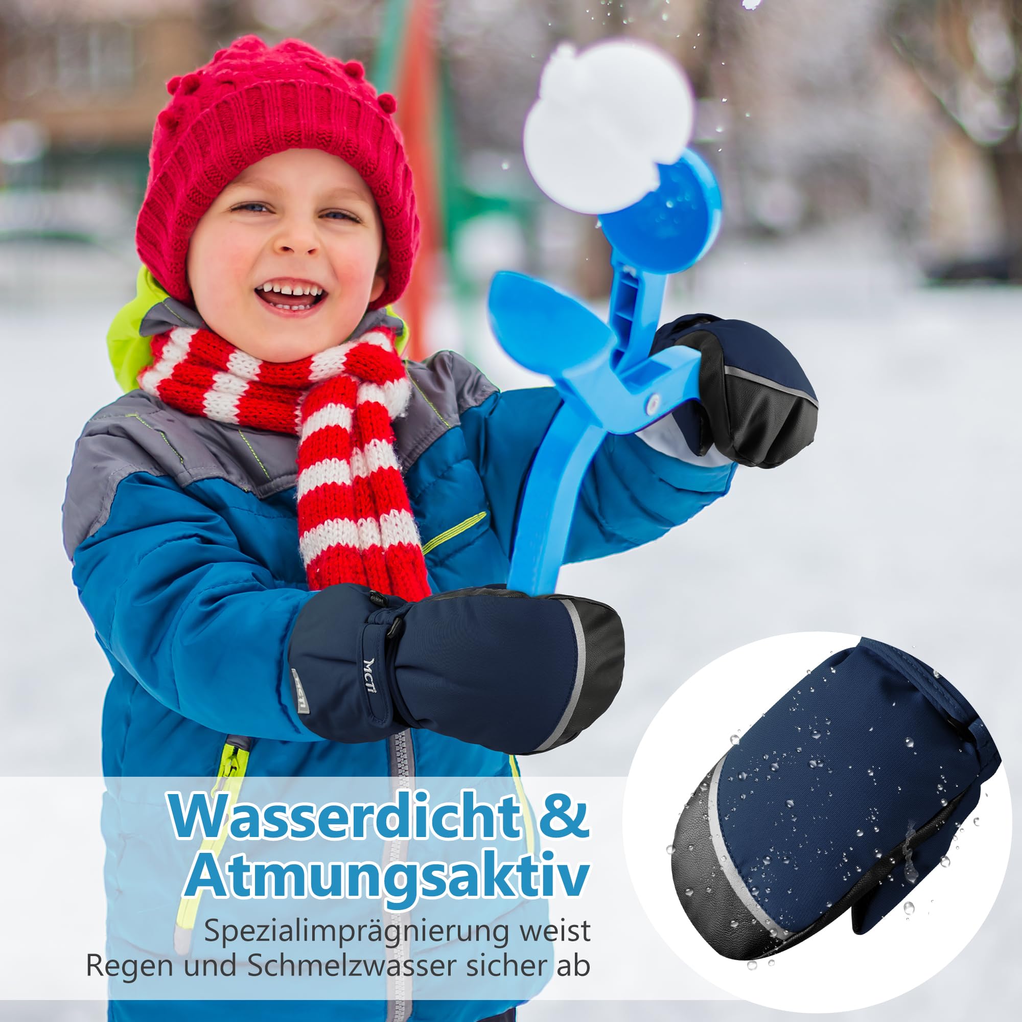 MCTi Skihandschuhe fäustlinge Kinder Wasserdicht Wärme Junge Mädchen 1-15J