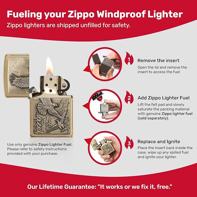 Encendedor Zippo Eagles Dare Pocket Lighter - Recargable a Prueba de Viento miniatura 7
