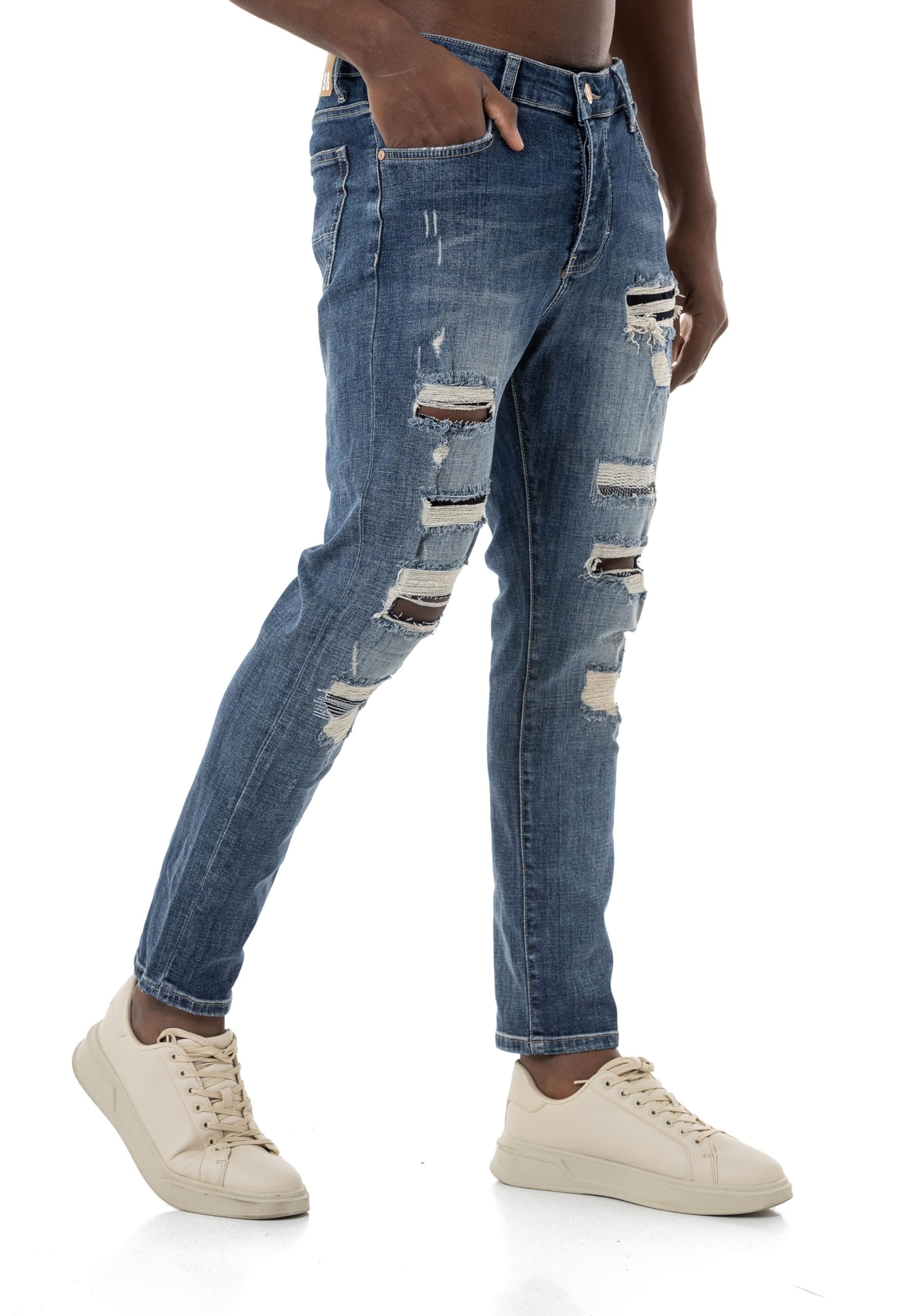 Red Bridge - Jeans da uomo, look Destroyed