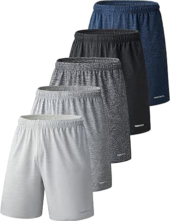 Liberty Imports Pack of 5 Men's Athletic Basketball Shorts Mesh Quick Dry Activewear with Pockets