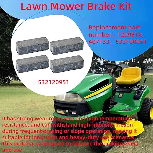 Pastillas de freno de repuesto para cortacésped Craftsman Poulan AYP 120951X Husqvarna 532120951 Kit de pastillas de freno (paquete de 4)