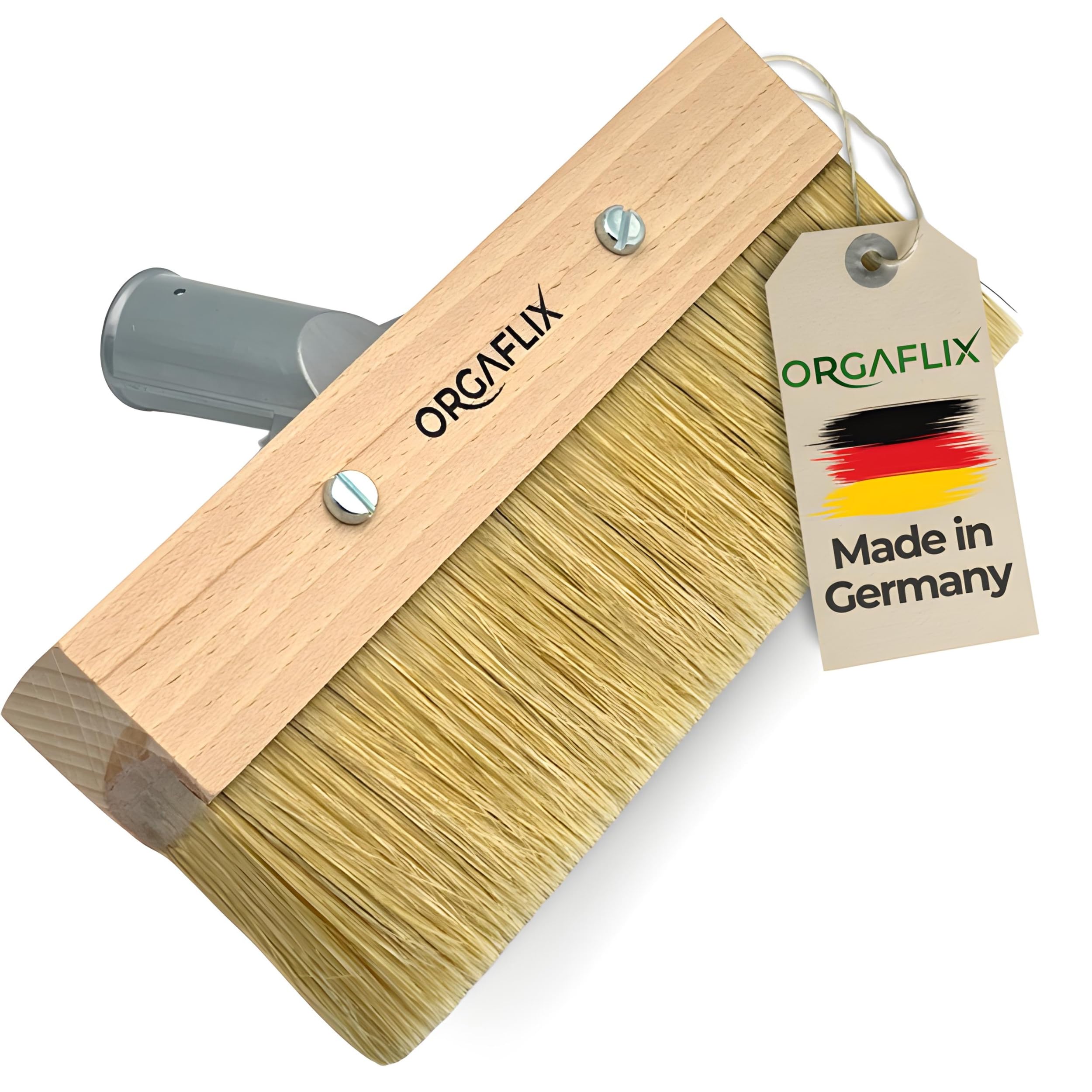 ORGAFLIX Pennello Premium per Verniciatura Terrazzo 220mm con Robusta Montatura in Metallo per Impugnatura a Manico - Perfetto per la Sigillatura di Pavimenti e Grandi Superfici - Pennello per Pittori