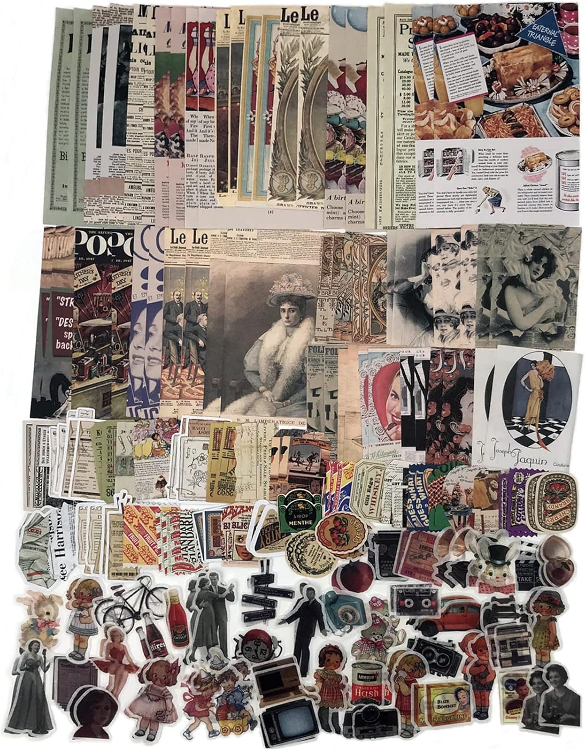 Esweny 200PCS Vintage Scrapbooking Supplies Kit for Journaling,Junk Journal Planners Aesthetic Cottagecore Room Decor Wall Art Collage Album (Retro Memory)