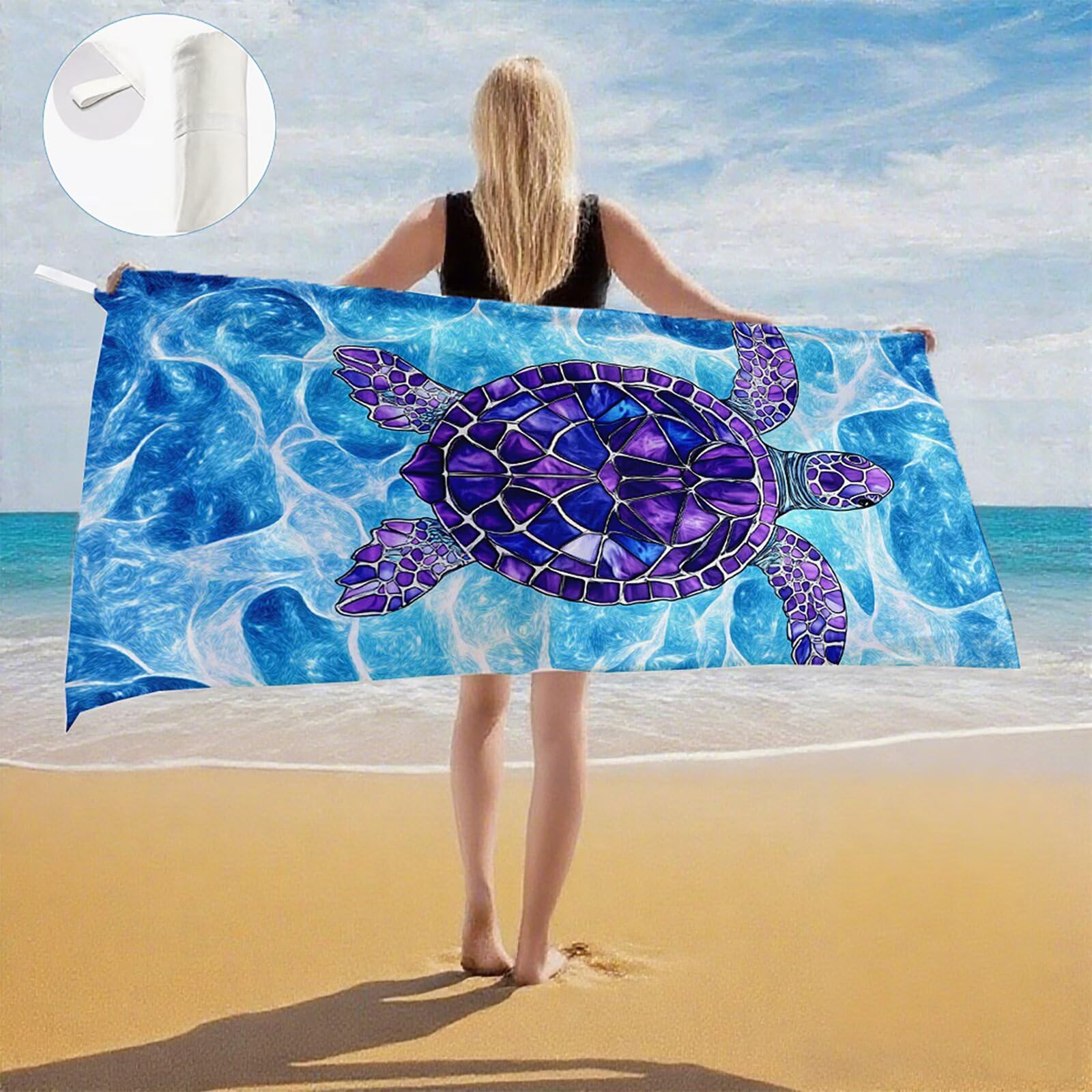 Telo Mare Microfibra, Telo Mare Grande 200 x 100 cm Set da 2, Antisabbia Asciugatura Rapida Assorbente Salvietta da Spiaggia Asciugamano per Palestra Piscina Viaggi Sport Picnic, Regali Donna Q-81