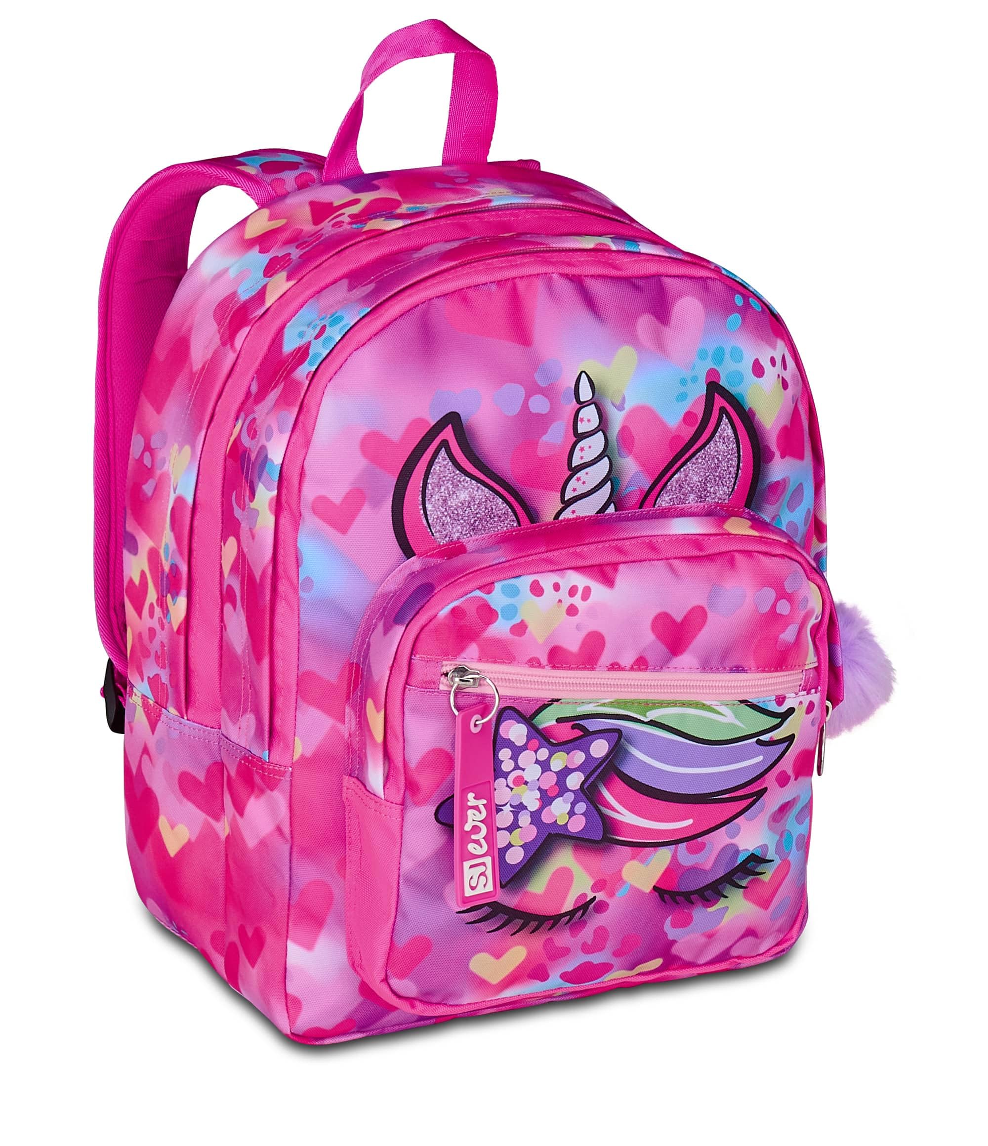 SJ GANG STYLE JAM GANG Zaino Scuola Zaino Doppio Scomparto SJ Ever, Fucsia, Zaino Doppio Scomparto e Tasca per Borraccia, 30 L, Zaino Scuola Elementare e Media, Zaino Bambina