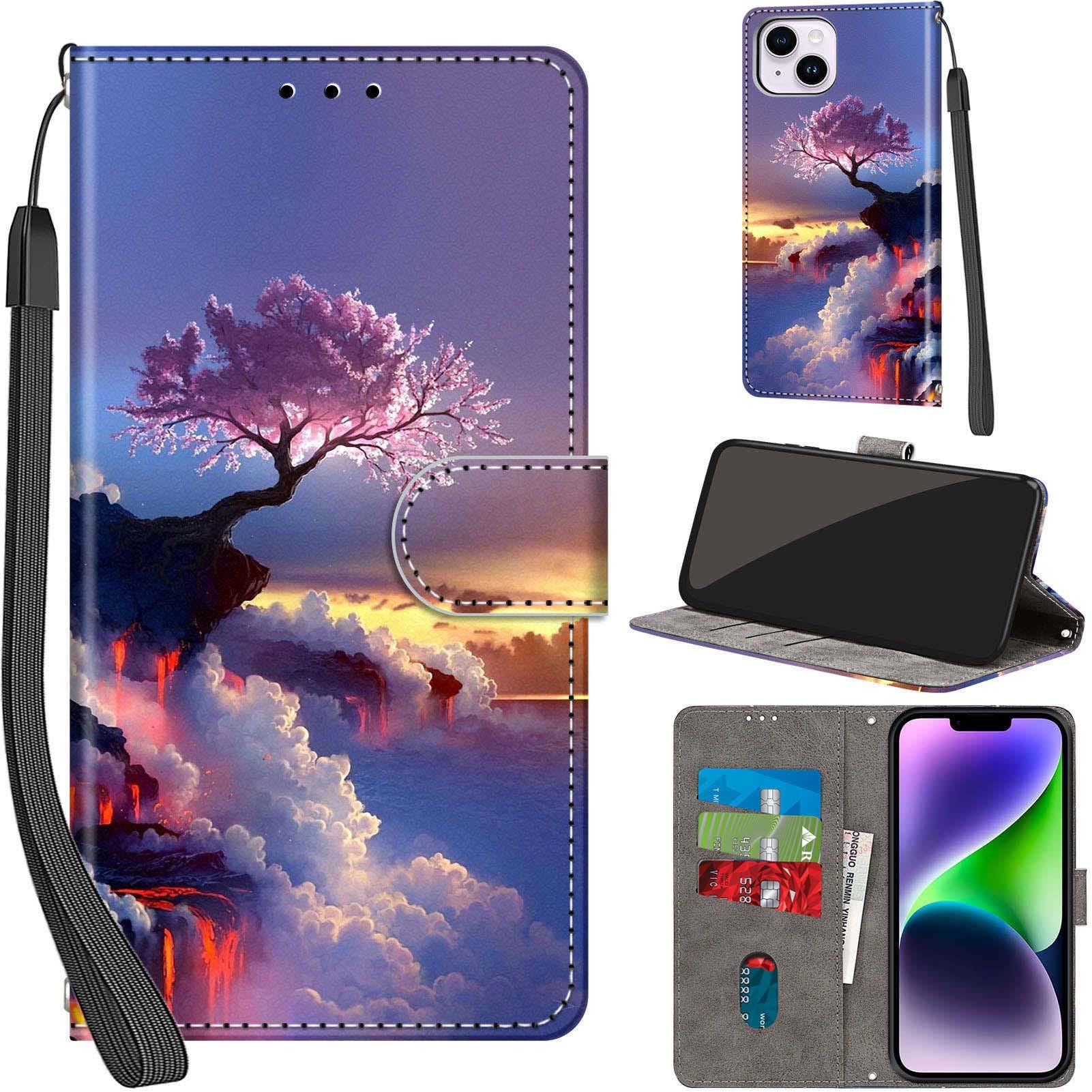 Custodia per iPhone 14 Plus antiurto in morbida pelle PU a portafoglio in pelle PU custodia a portafoglio con slot per carte di credito supporto magnetico per iPhone 14 Plus (6,7 pollici