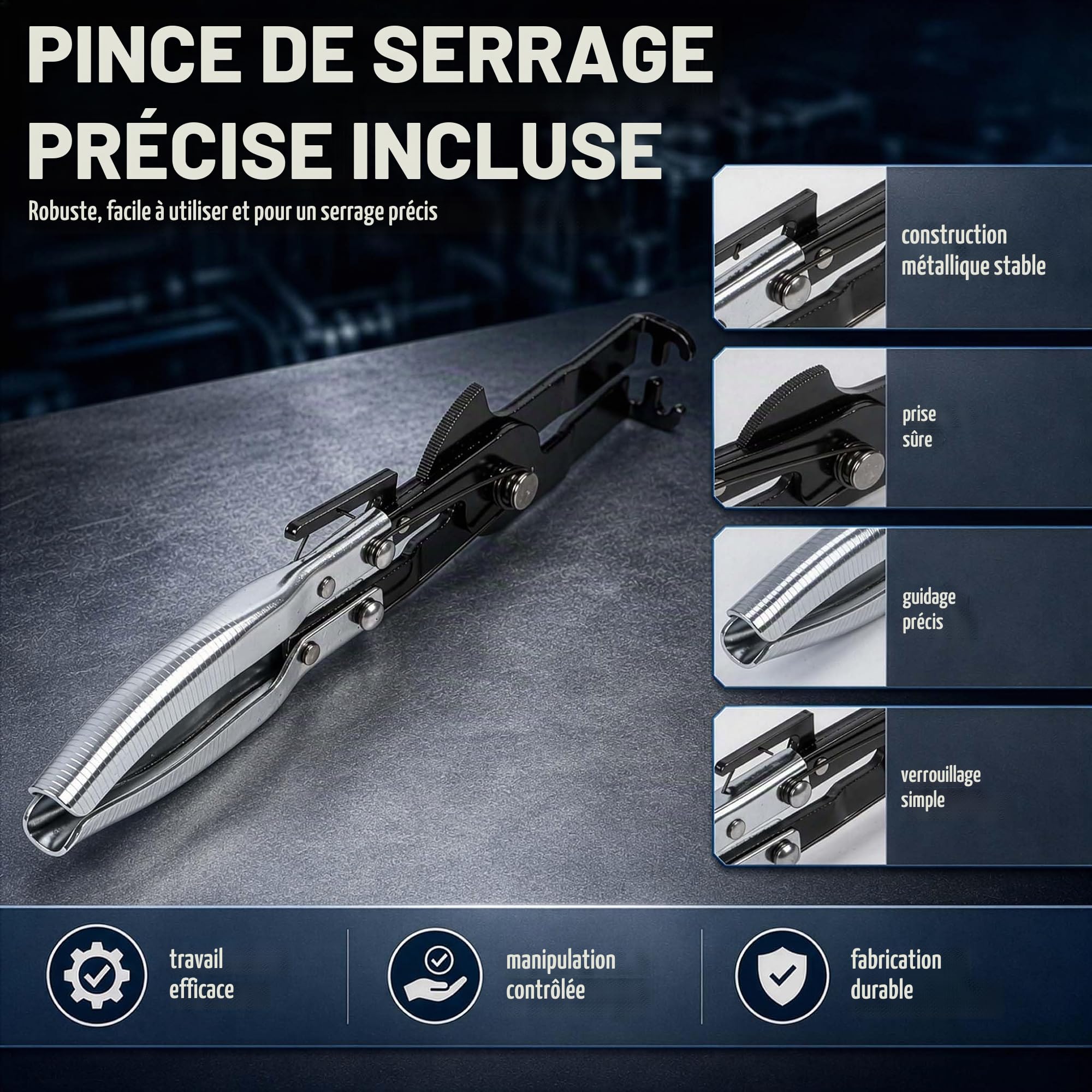 WilTec Jeu de 6 Colliers de Serrage de Segments de Piston - Tailles de 73-111 mm - avec Pince de Serrage - dans Un Coffret Robuste - Bandes Pistons Voiture