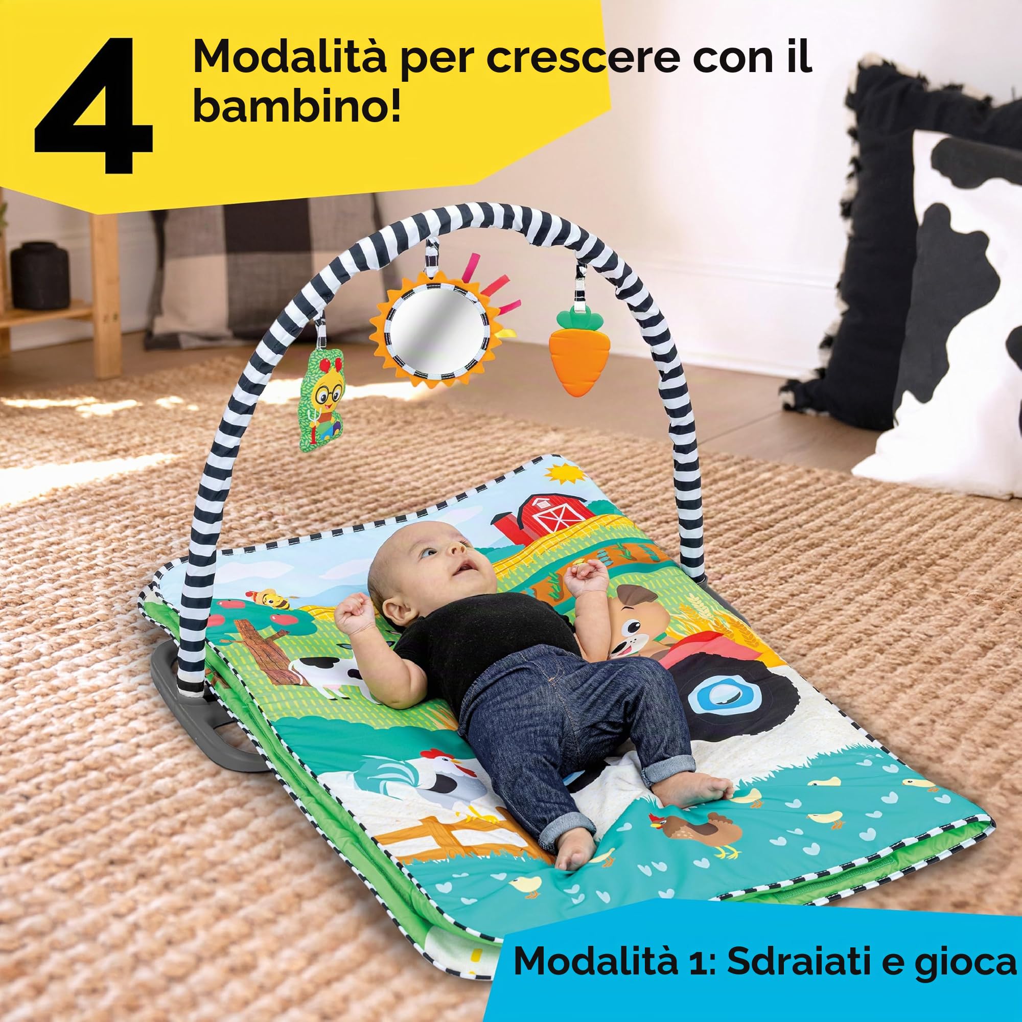 Baby Einstein, Palestrina multiattività Musicale Che cresce con Il Bambino Busy Barnyard Farm Explorers, con selezionatore di Forme, 0 Mesi-4 Anni