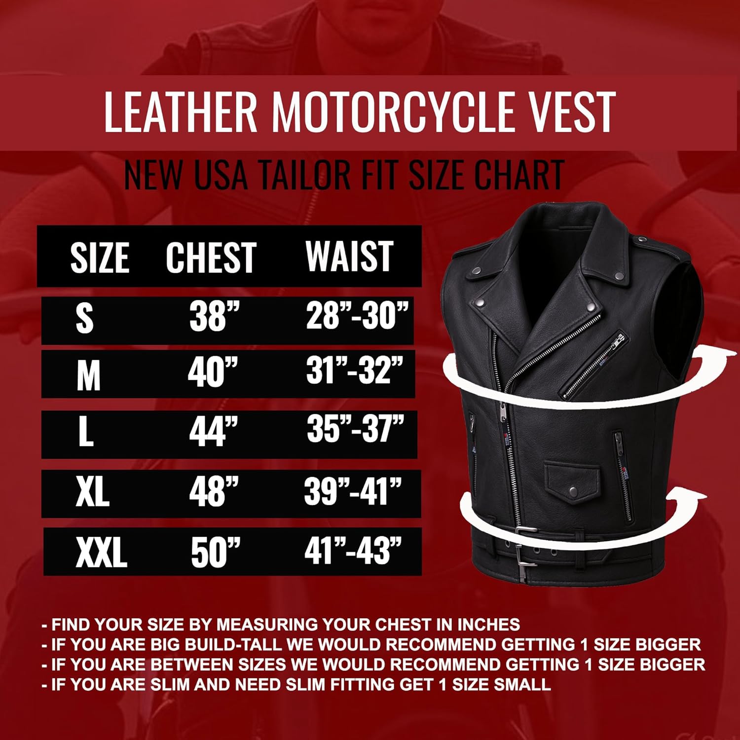 Jackets 4 Bikes Men's Classic Buffalo Leather Motorcycle Biker Vest | Vintage Cruiser Vest for Men, | Stylish Street Club Riding Black L - Image 6