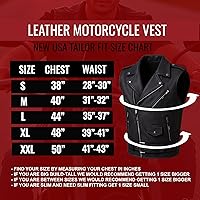 Vista 6 de Chaleco de piel para hombre para motocicleta, con bolsillos ocultos., M, Negro