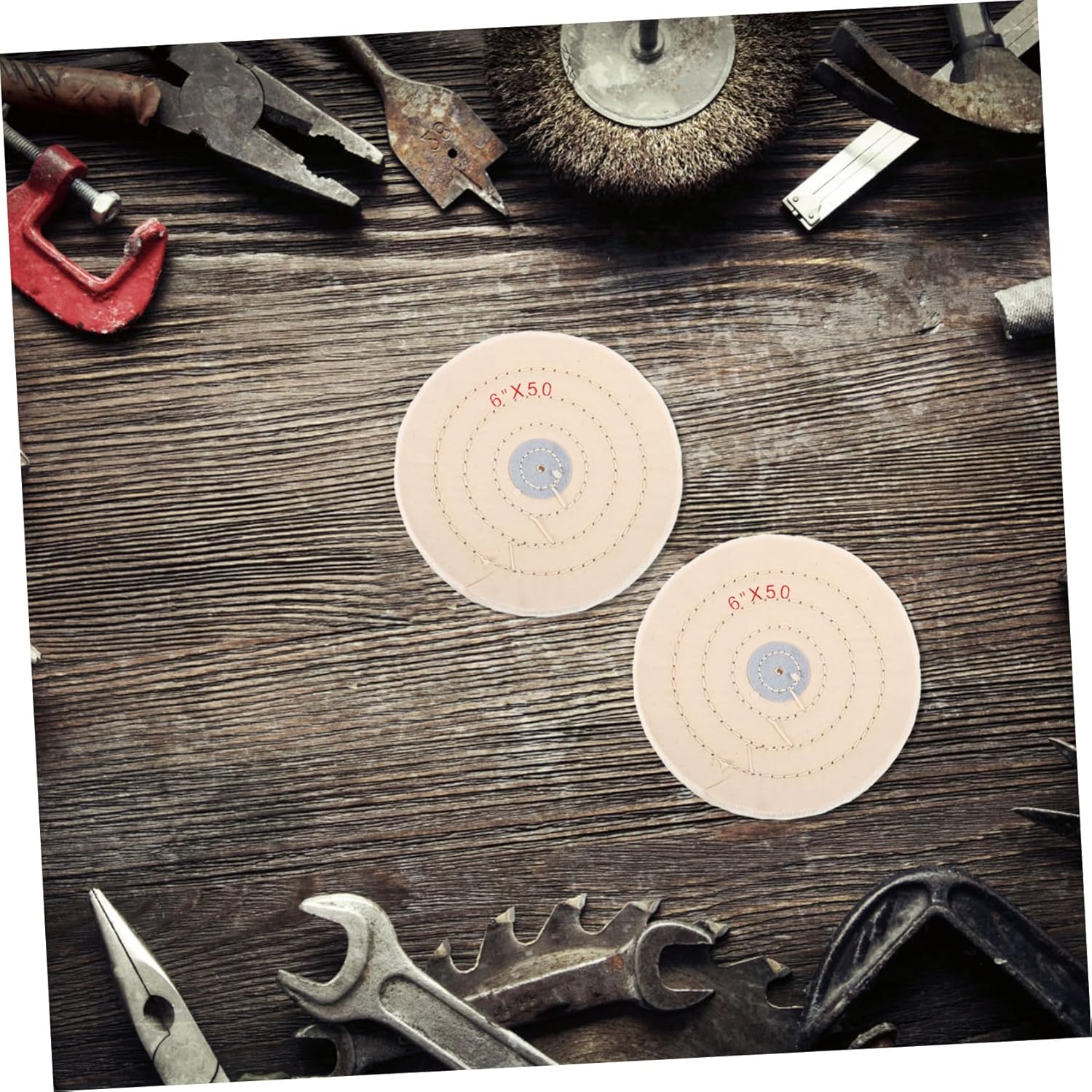 5pcs Cotton Buffing Polishing Wheel Wheels for Rotary Tool Metal Cleaning Mirror Finish Wood Carving Waxing Grinding Supplies Accessories