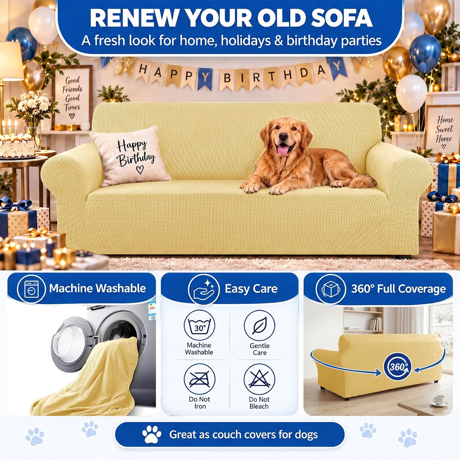  Stretch Loveseat Couch Cover, 2 Cushion Couch Slipcover,Champagne thumbnail