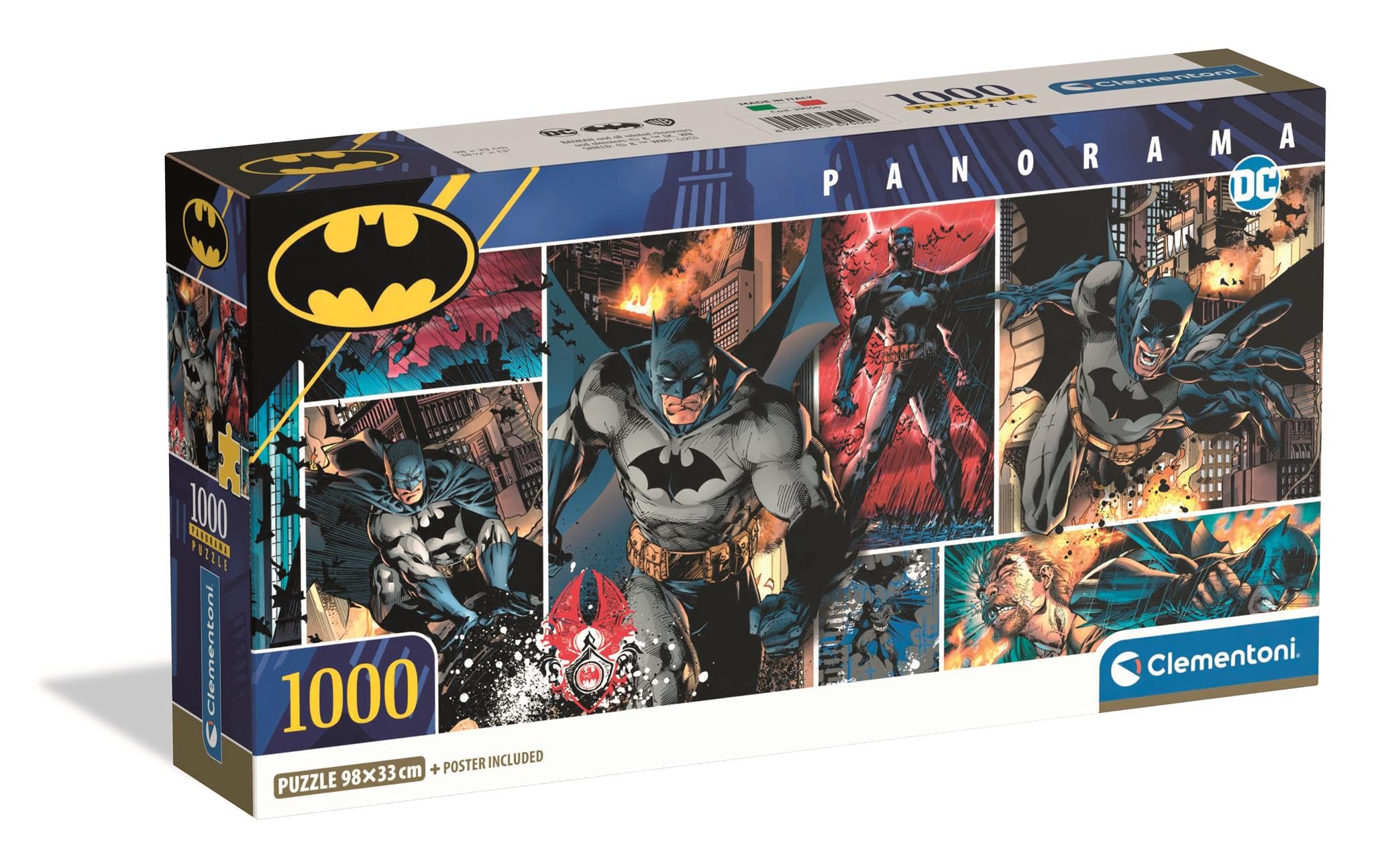 Clementoni Jigsaw Puzzle Panorama 1000 pieces, Batman, Puzzle for Adults 14-99 Years, Compact box, Made in Italy, 39500