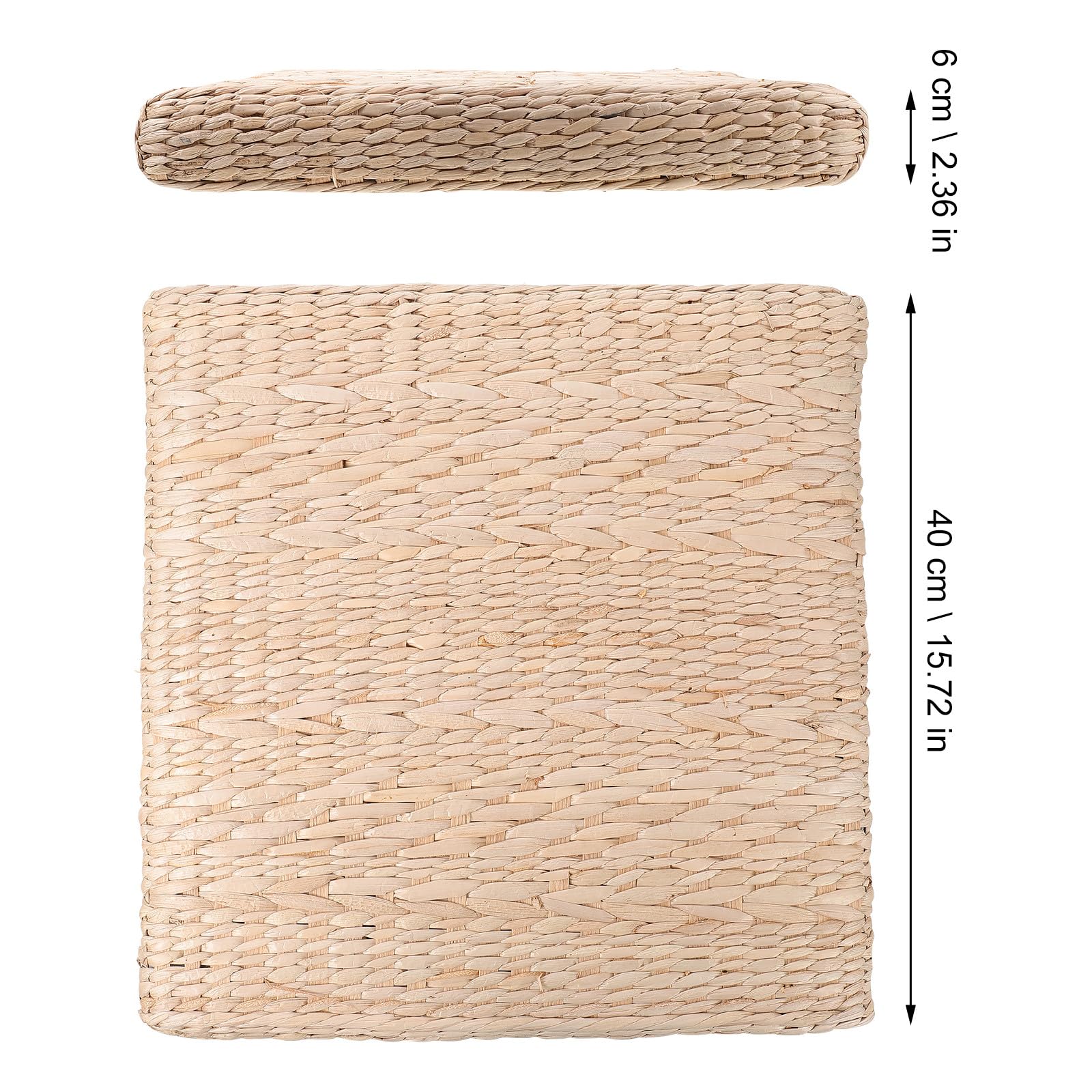 Abaodam Tapis de Contemplation en Paille Tissé la Main, Coussin Futon Beige Résistant la Pression et Pliable, pour Yoga et Usage Intérieur