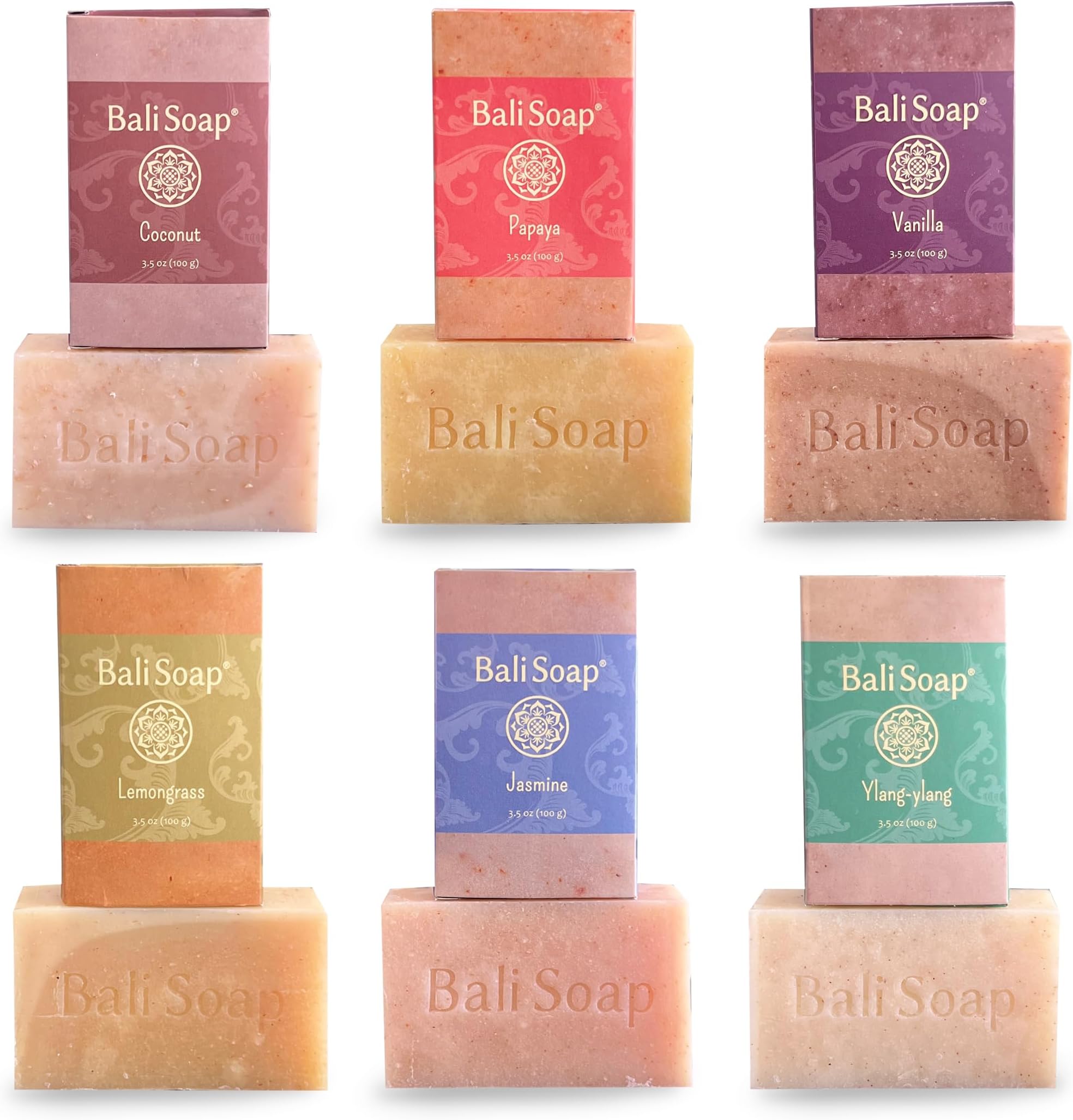 Bali Soap Natural Handmade Soap Gift Set, 6 Bars | Plant Based, Cold Process