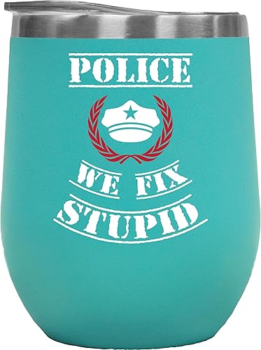 Miniatura 8 de Police, We Fix Stupid Coffee & Tea Mug or Office Decor for Officer & Cop - 12oz Wine Tumbler White