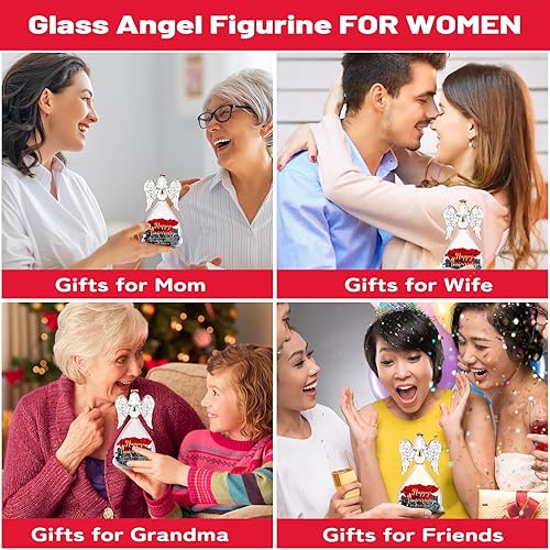 Miniatura 6 de Yamonic Regalos de boda de feliz aniversario para esposa, figuras de ángel rosa para siempre, regalos para ella, ángel de cristal de rosa real