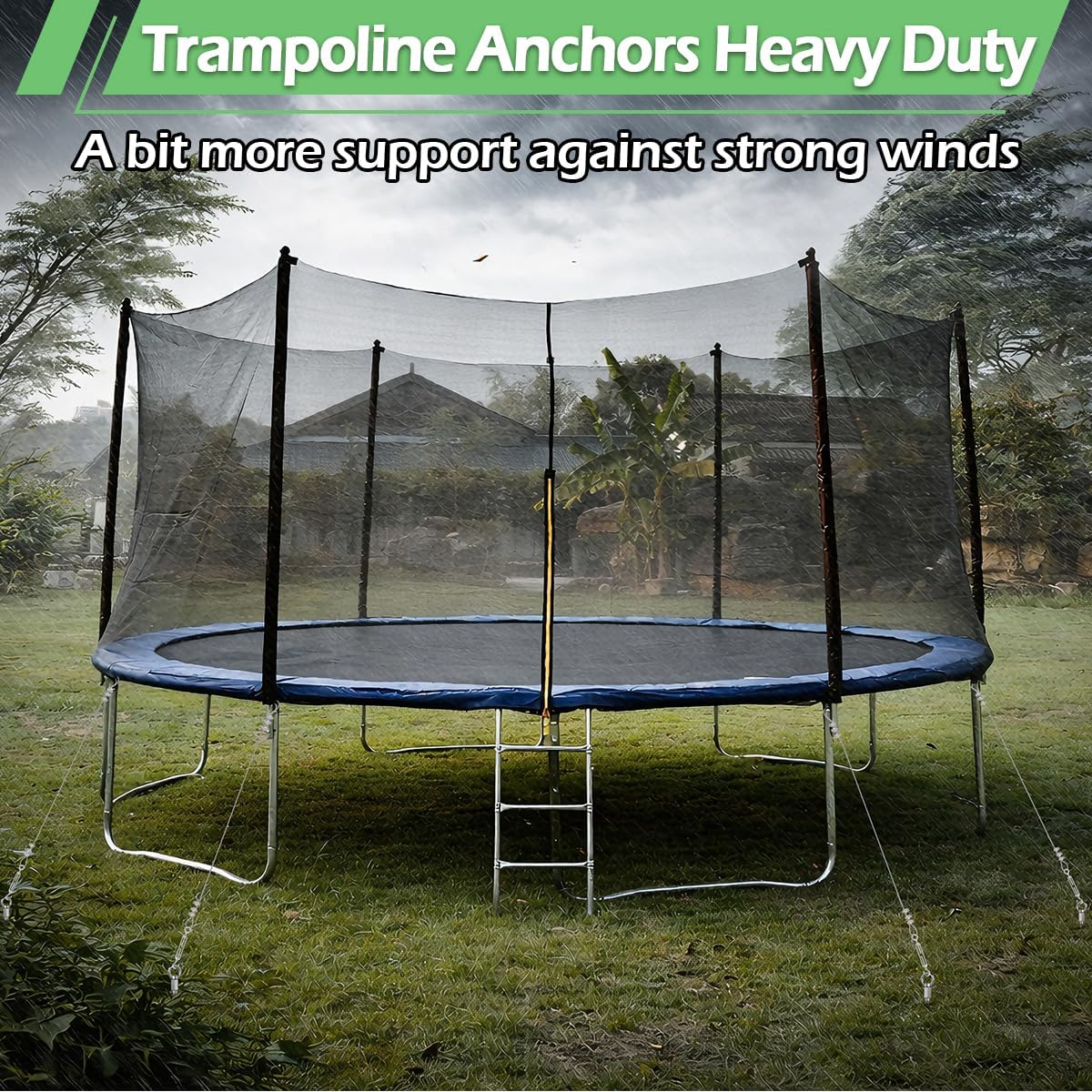Ground Anchors Screw in Set of 2/4/8, Trampoline Anchors High Wind Heavy Duty, Spiral Earth Anchors with Drill Socket for Sheds, Swing Sets, Carports, Canopies, Gazebos