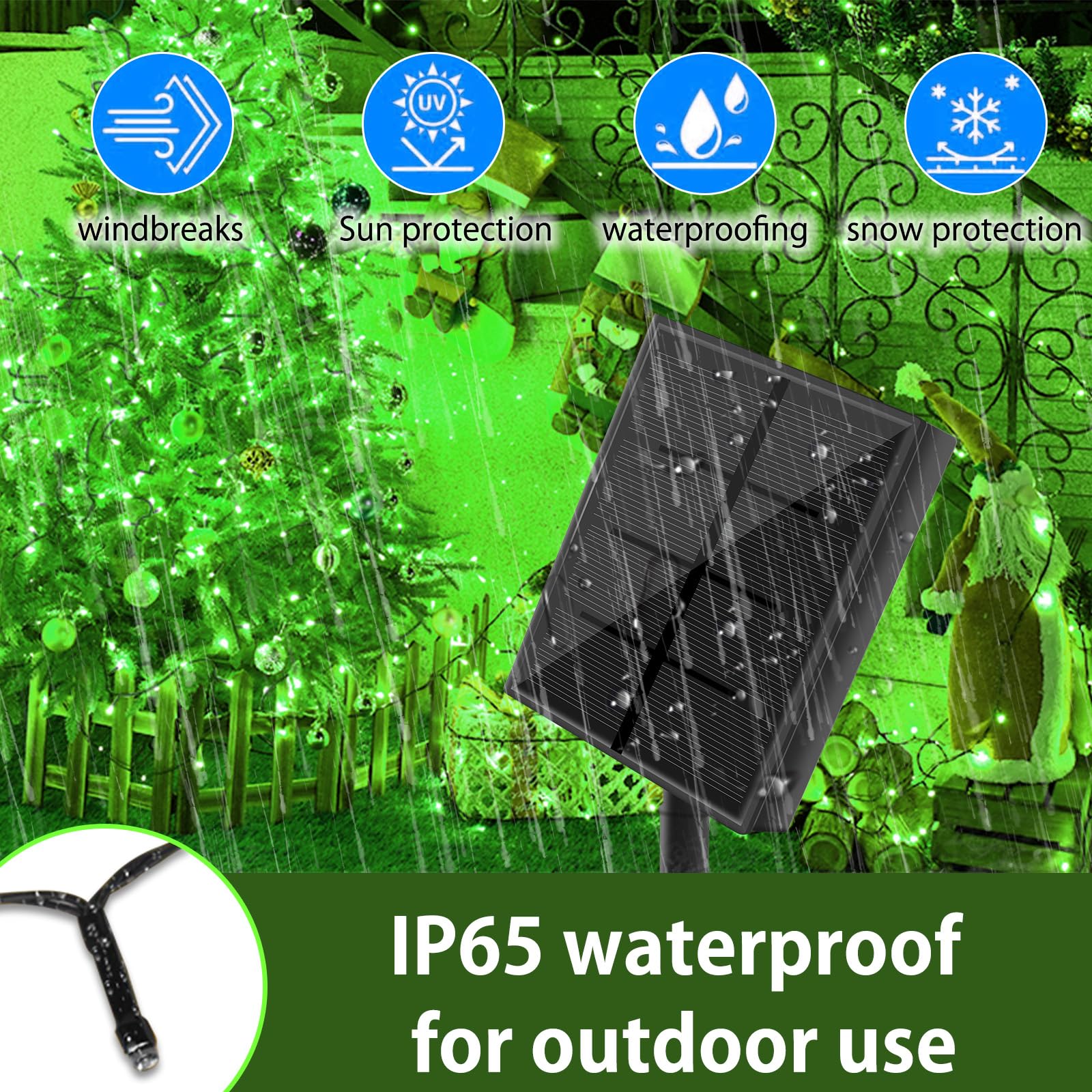 SOLARBABY 2 Pezzi Catena di Luci Solari per Esterni, Catena Luminosa Esterno Solare, 20M 200LED Luci Solari da Giardino 8 Modalità Luce Esterno Decorazioni per Giardino,Natale,Matrimonio-Verde