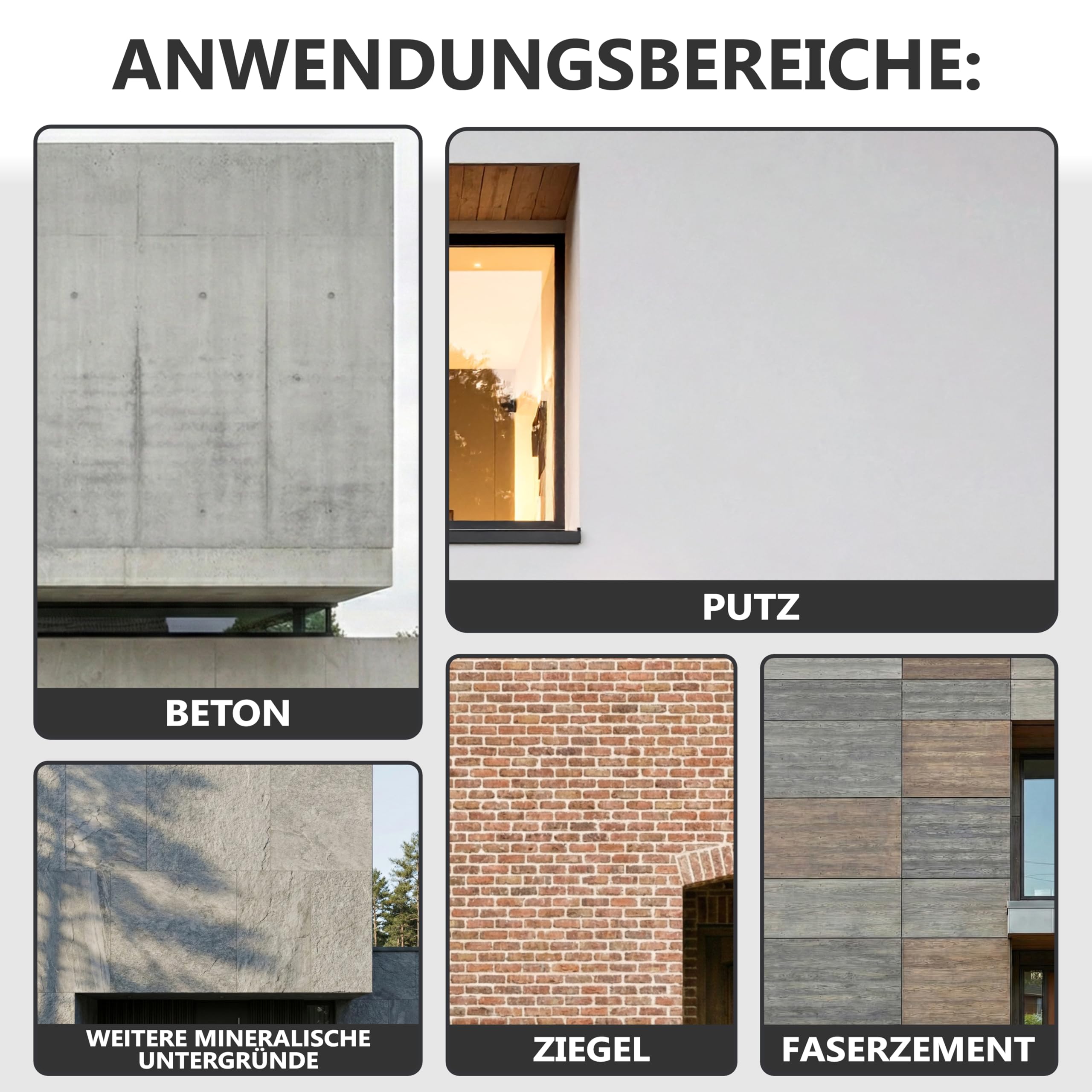 WO-WE Nano Fassadenfarbe W520 Wandfarbe für Außen Mauer Fassade Anthrazitgrau - 750ml